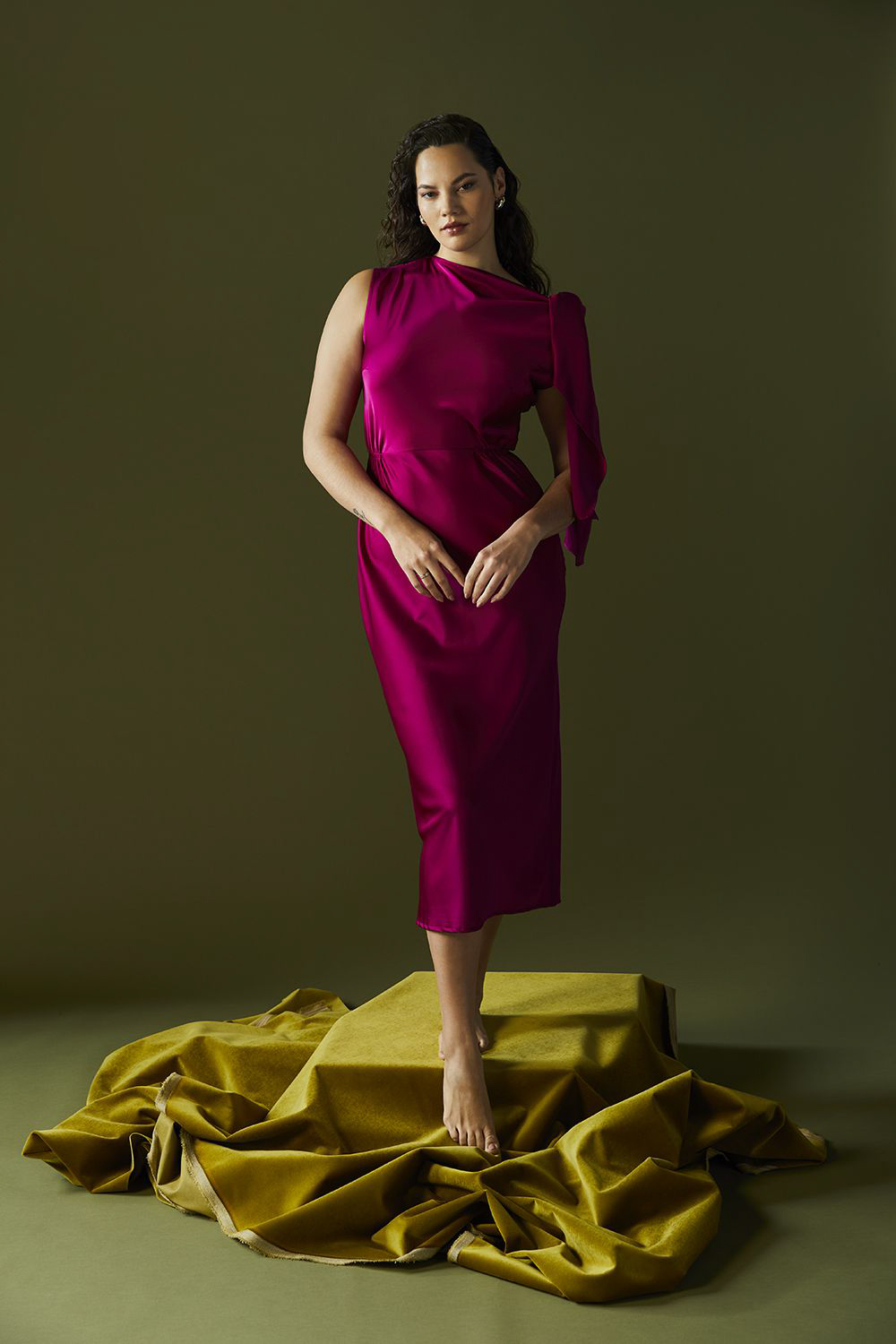Taylah Kereama wears a Su`mar dress, styled by Dan Ahwa for Viva Magazine. Photo / Mara Sommer