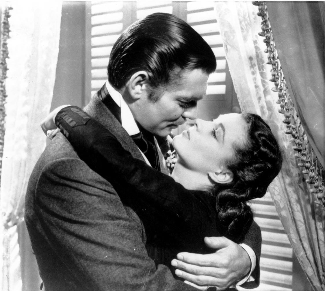 Clark Gable and Vivien Leigh in a scene from the film Gone with the Wind.