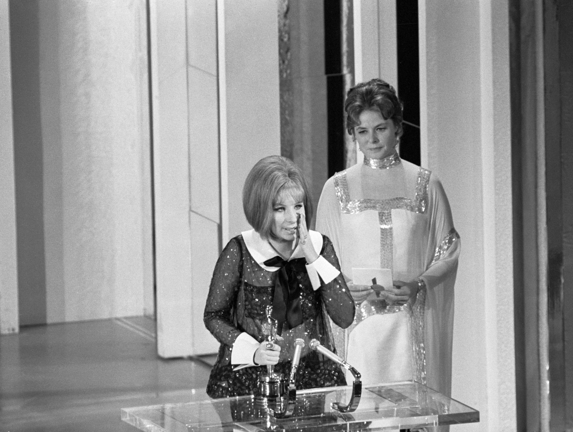 Barbra Streisand tied for the Best Actress Oscar with Katharine Hepburn in 1969. Hepburn did not attend the awards and so Streisand alone took to the stage to accept the honour. Photo/Getty Images