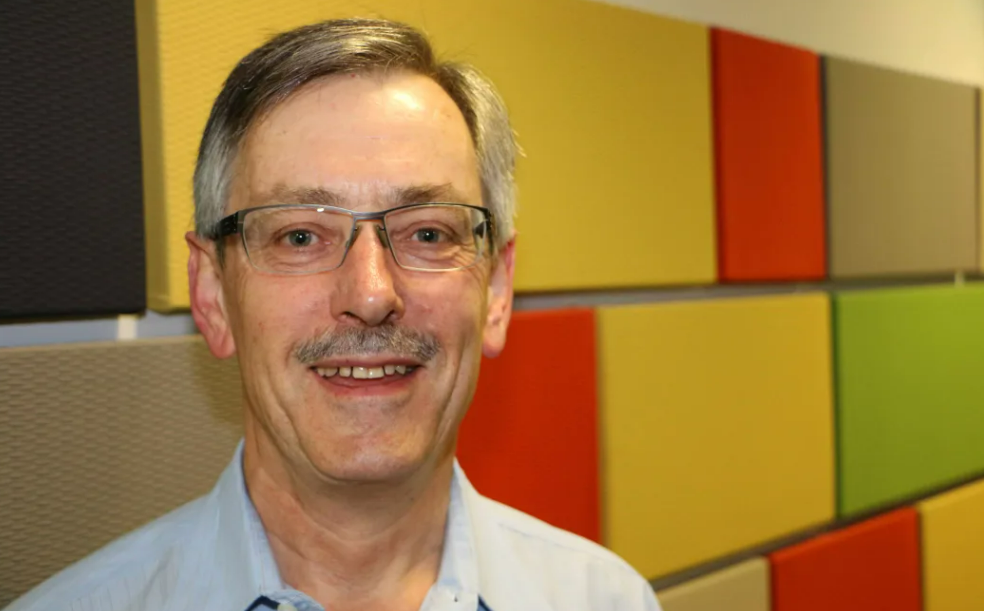 Rod Oram, pictured in a RNZ studio in 2016. Photo / RNZ