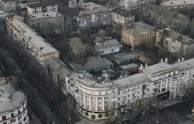 An aerial view of Bakhmut, the site of the heaviest battles with Russian troops, in the Donetsk region, Ukraine. Photo / AP