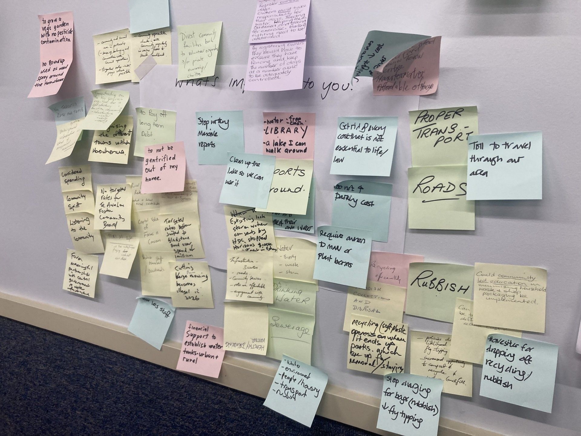 Horowhenua Ratepayers Association members were asked to write down what was important to them at a consultation meeting with councillors at the weekend.