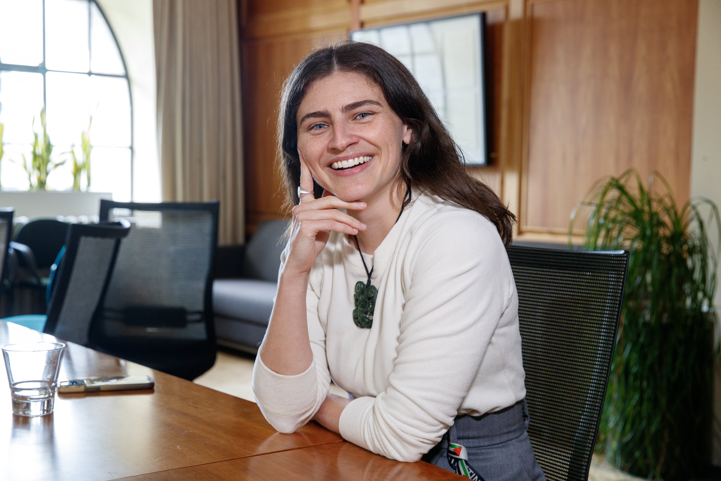 Greens co-leader Chlöe Swarbrick in the party's offices on the second floor of Parliament House. Photo / Mark Mitchell