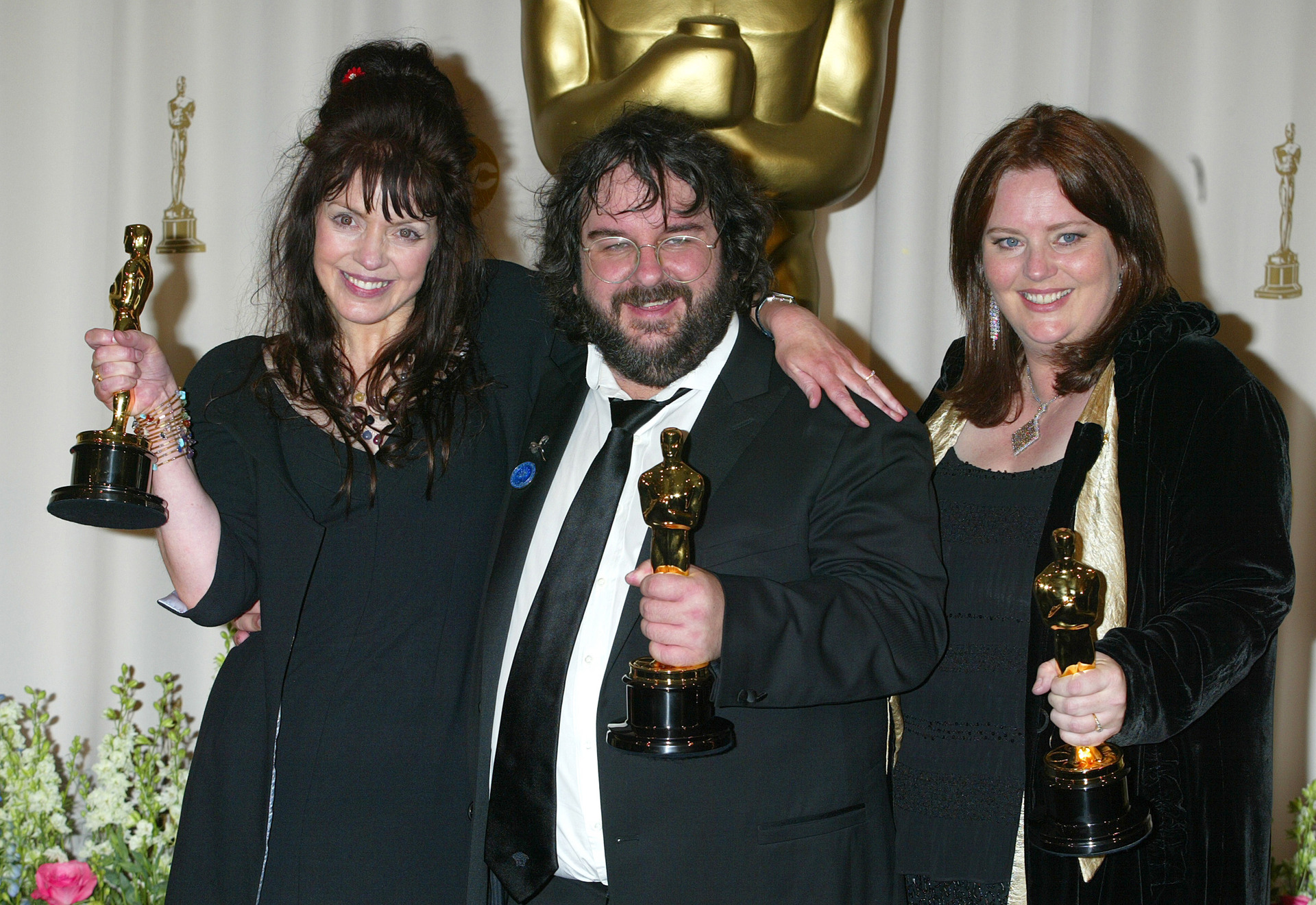 Fran Walsh, Peter Jackson and Philippa Boyens, pictured at the 2004 Academy Awards, where they won 11 Oscars. Photo / Getty Images