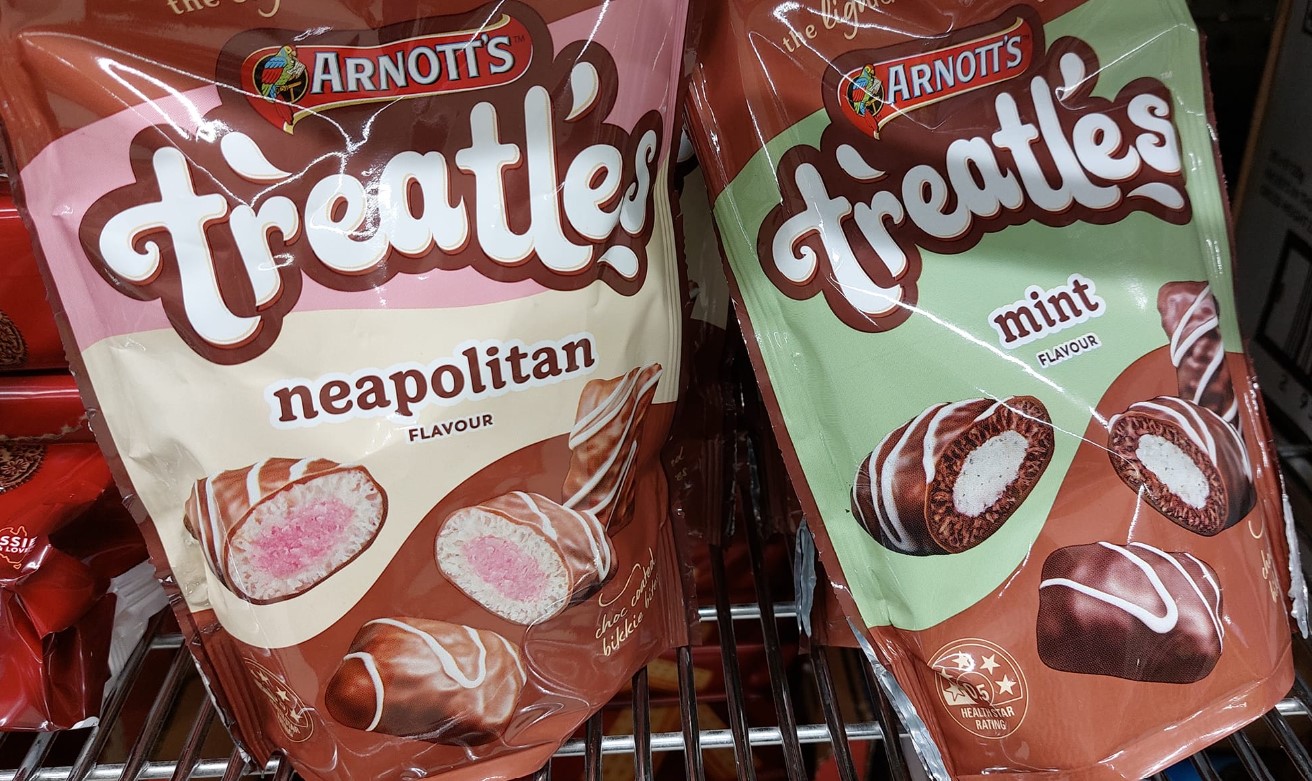 Arnott's Treatles are available in Neapolitan, Mint and Double Chocolate flavours.