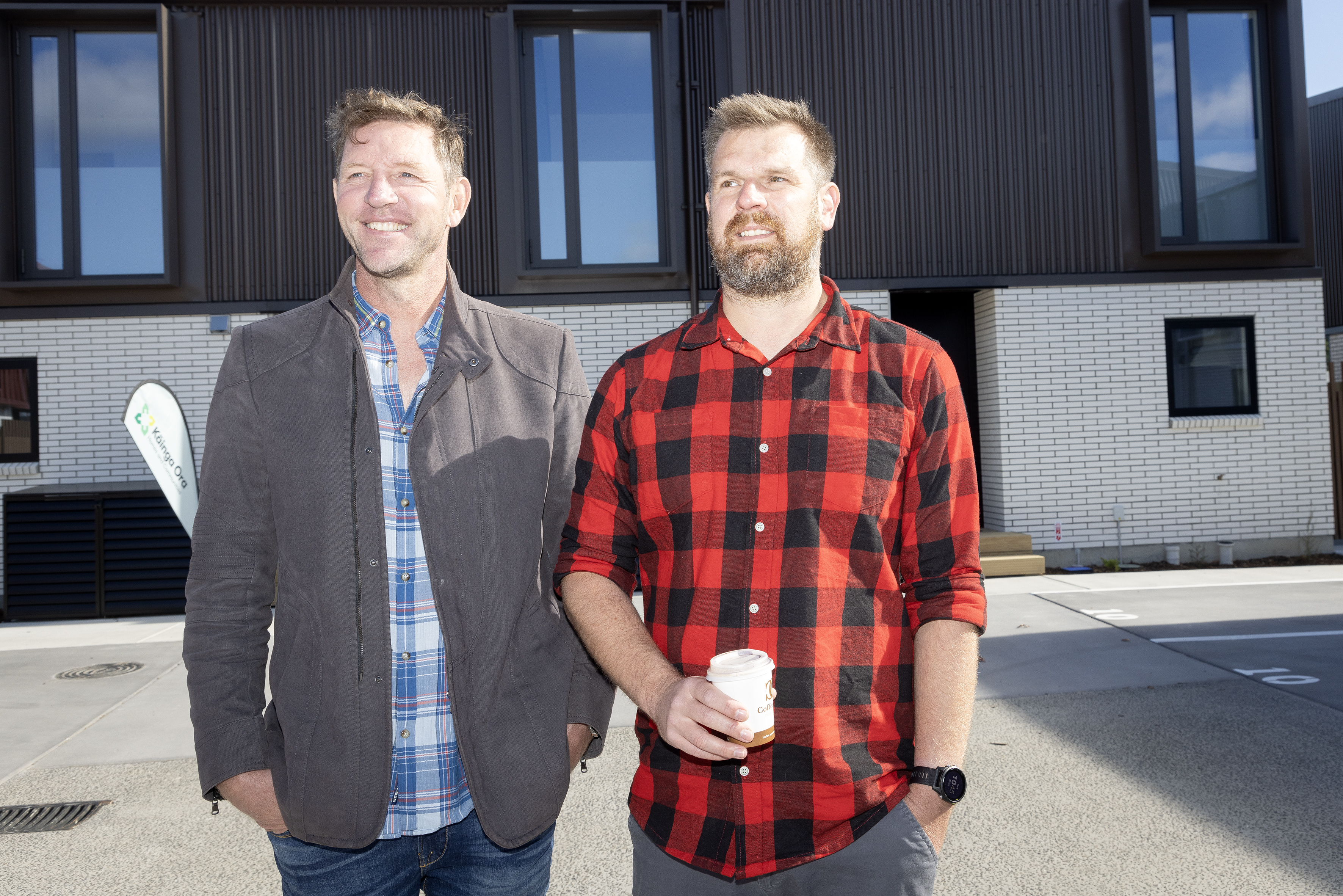 TPB Properties owner Tony Bradley (left) and Nick Chibnall-West, from DCA Architects of Transformation, at the Lake Rd apartments. Photo / Andrew Warner