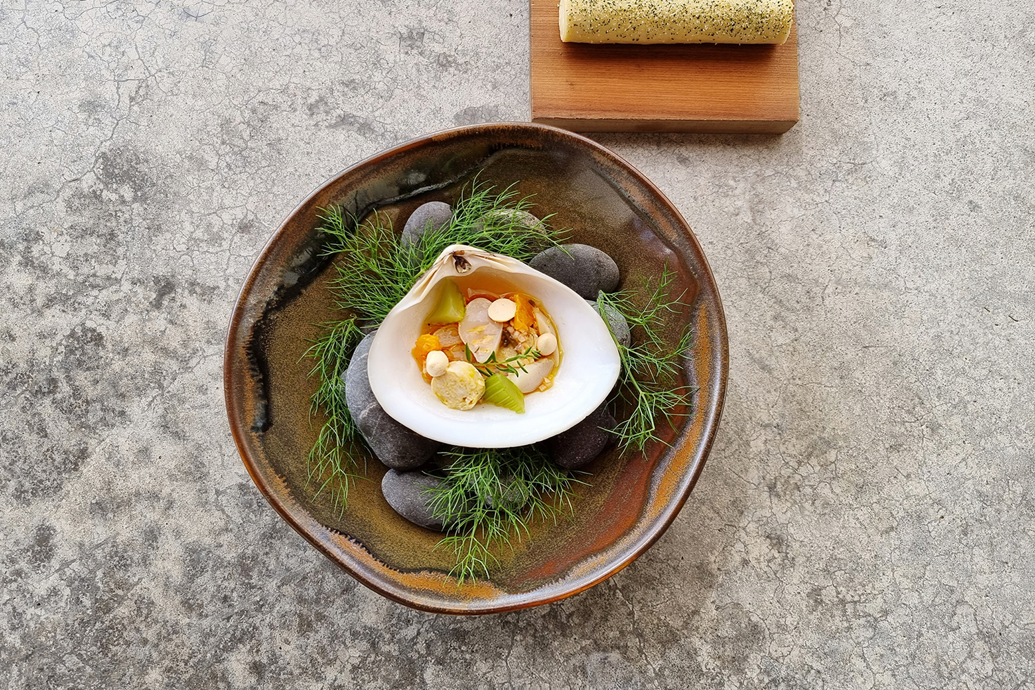 A Cloudy Bay clam dish on the menu at Blenheim restaurant Arbour. Photo / Supplied