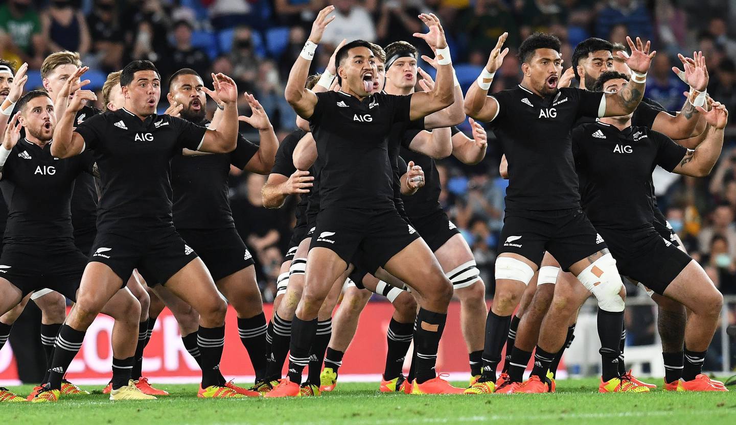 The All Blacks perform the haka ahead of a test earlier this year. Photosport