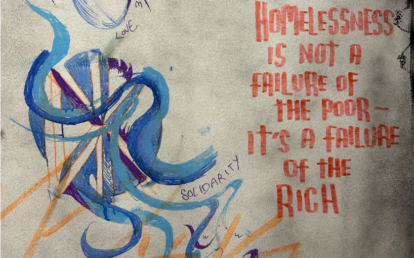 Writing on the wall by kids who use the space at The Front Door, a 24-hour crisis response and early intervention space on K Road in Auckland. Photo / Supplied