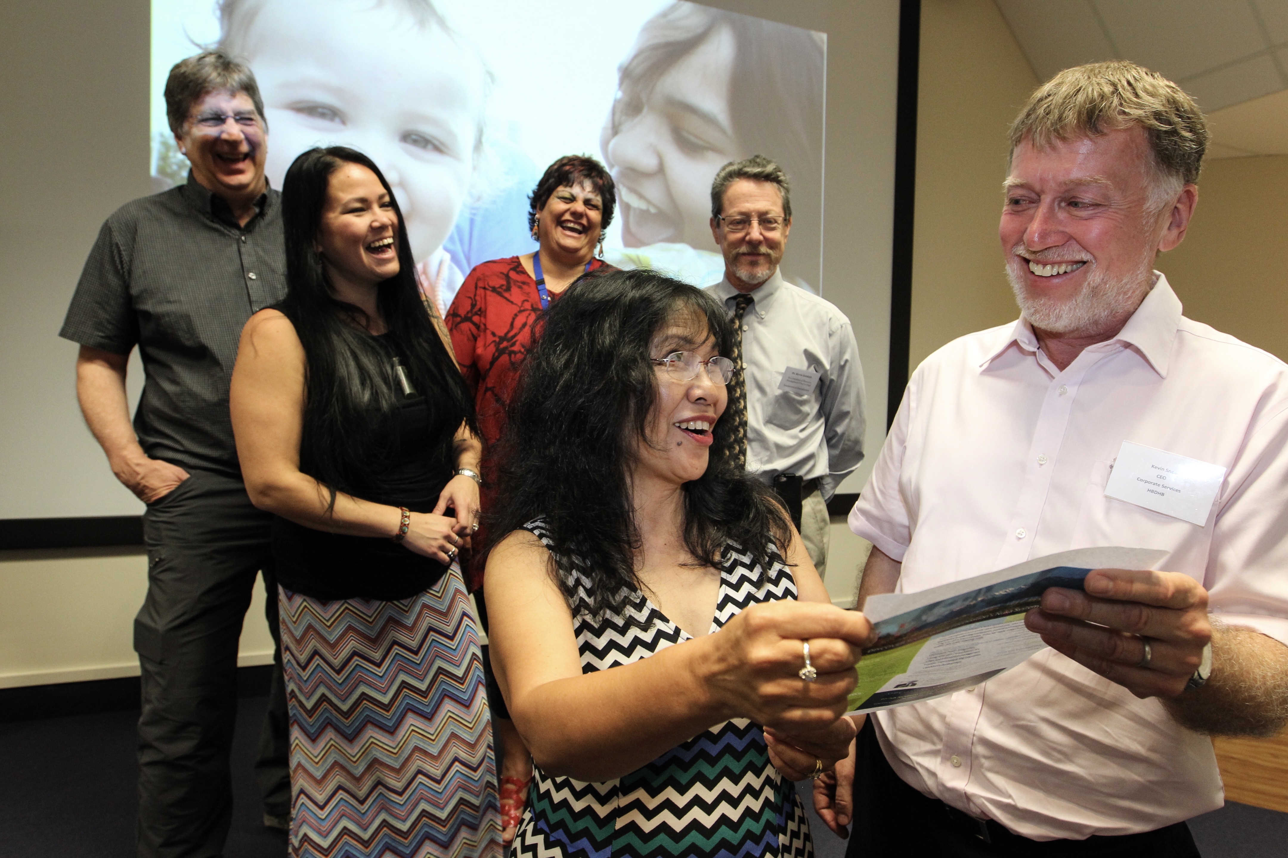 From back left is Dr Doug Eby, Crystal Marrs program co-ordinator, Tracee Te Huia general manager Maori Health, Dr Kevin Gottlieb, and front L-R Dr Katherine Gottlieb and Dr Kevin Snee. 