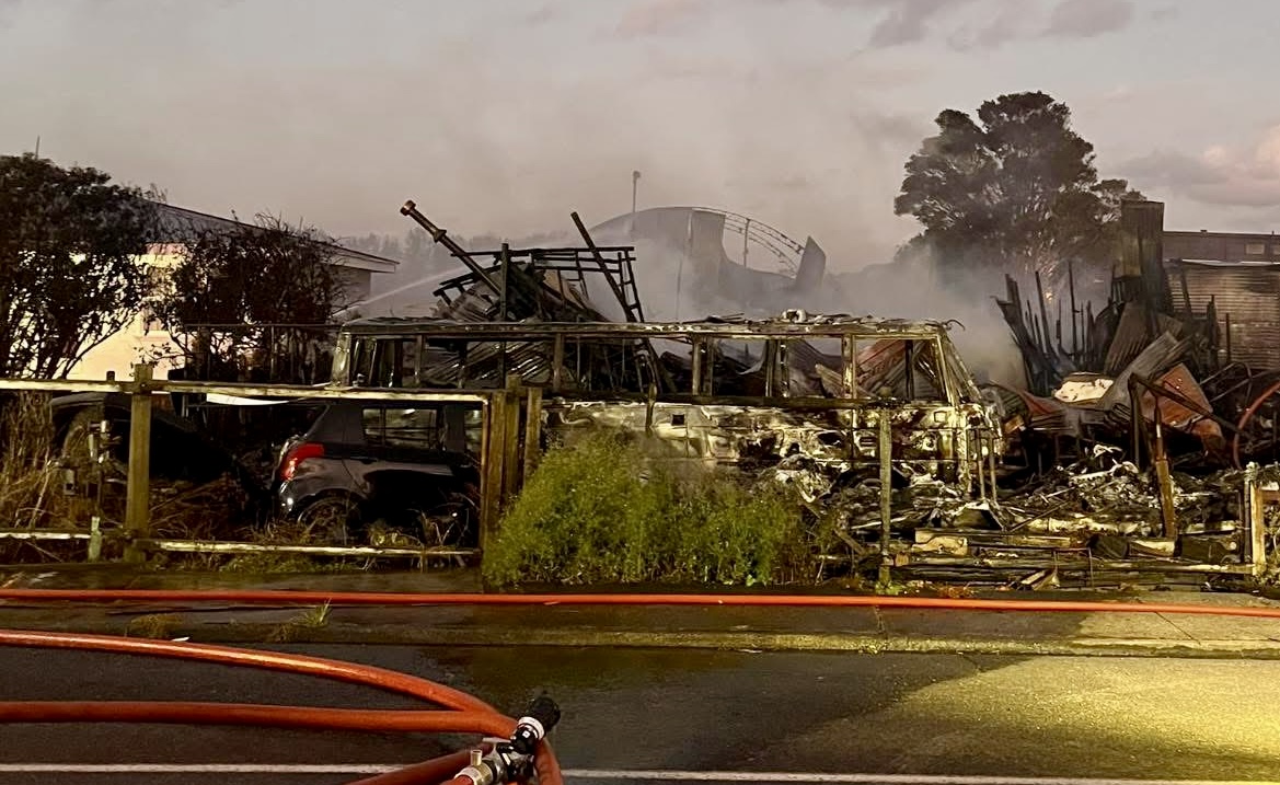 Nothing from the old wooden home could be saved, including a bus and cars on the grounds, leaving a Ruawai family homeless.
