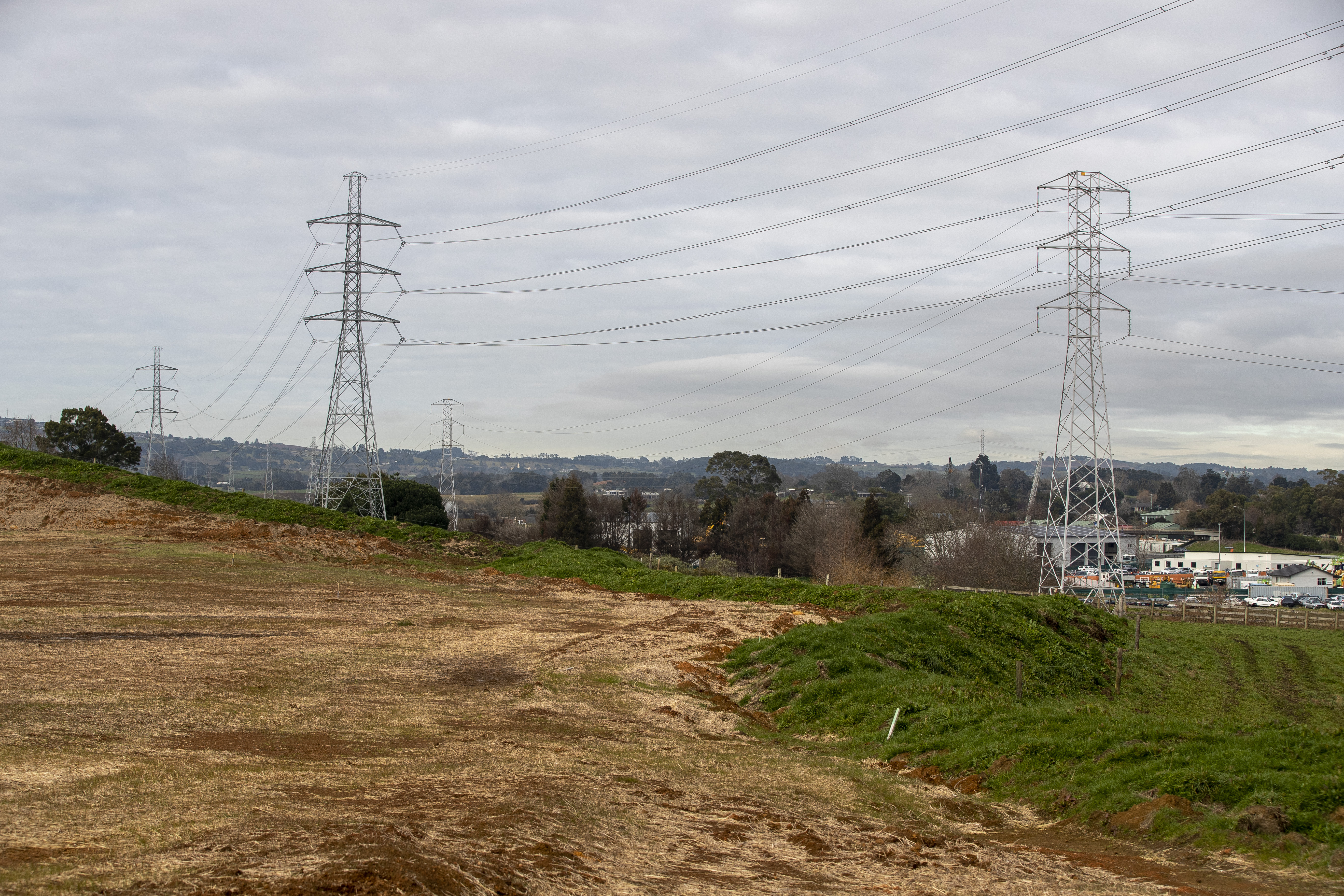 March of the pylons at Drury, carrying that crucial electricity into Auckland. Photo / Michael Craig