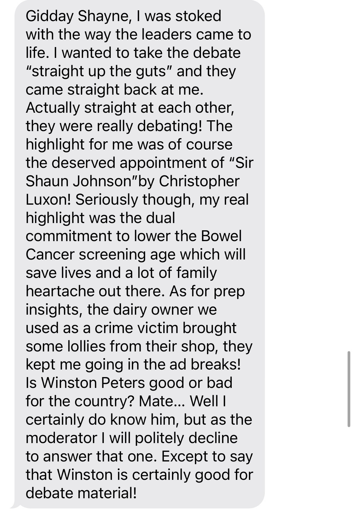 One Good Text with Paddy Gower.