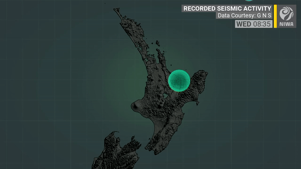 An earthquake sequence in Hawke's Bay began with a 5.9 event near Porangahau on April 26, as shown here. Photo / NIWA