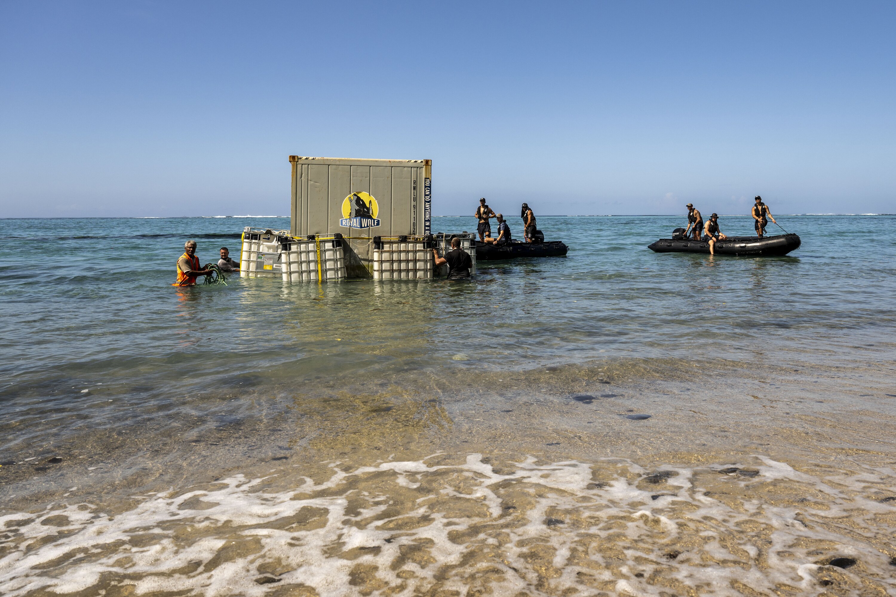 Containers were retrieved from the HMNZS Manawanui, but the future of the shipwreck remains uncertain. Photo / New Zealand Defence Force
