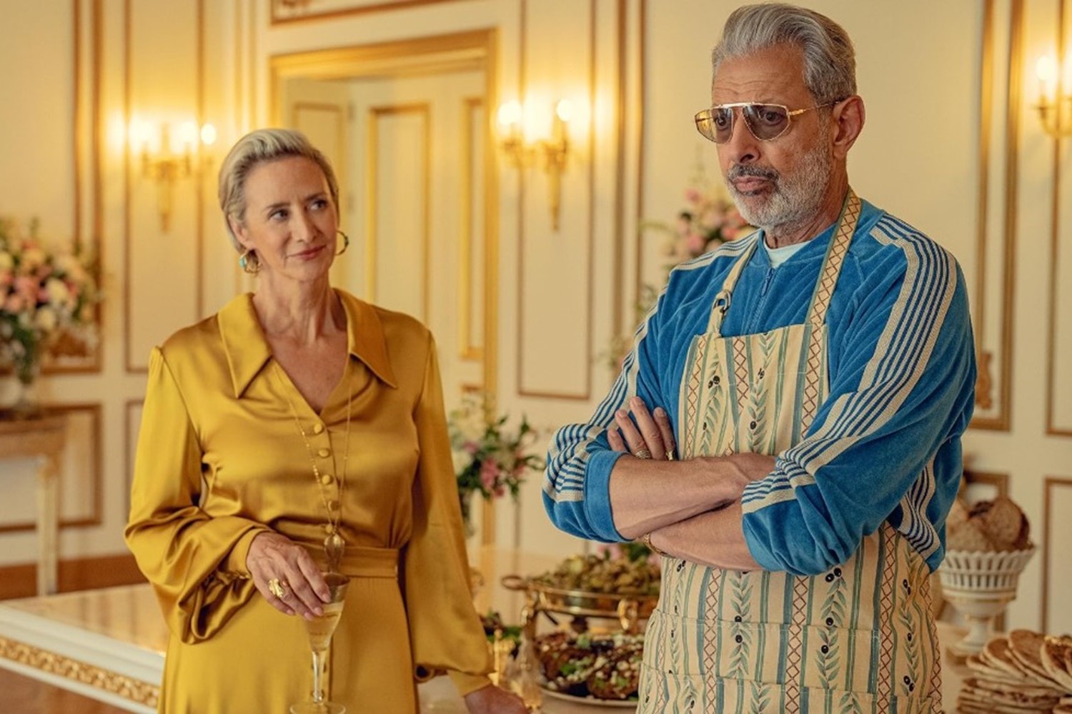 Janet McTeer and Jeff Goldblum play Hera and Zeus in Kaos. Photo / Netflix