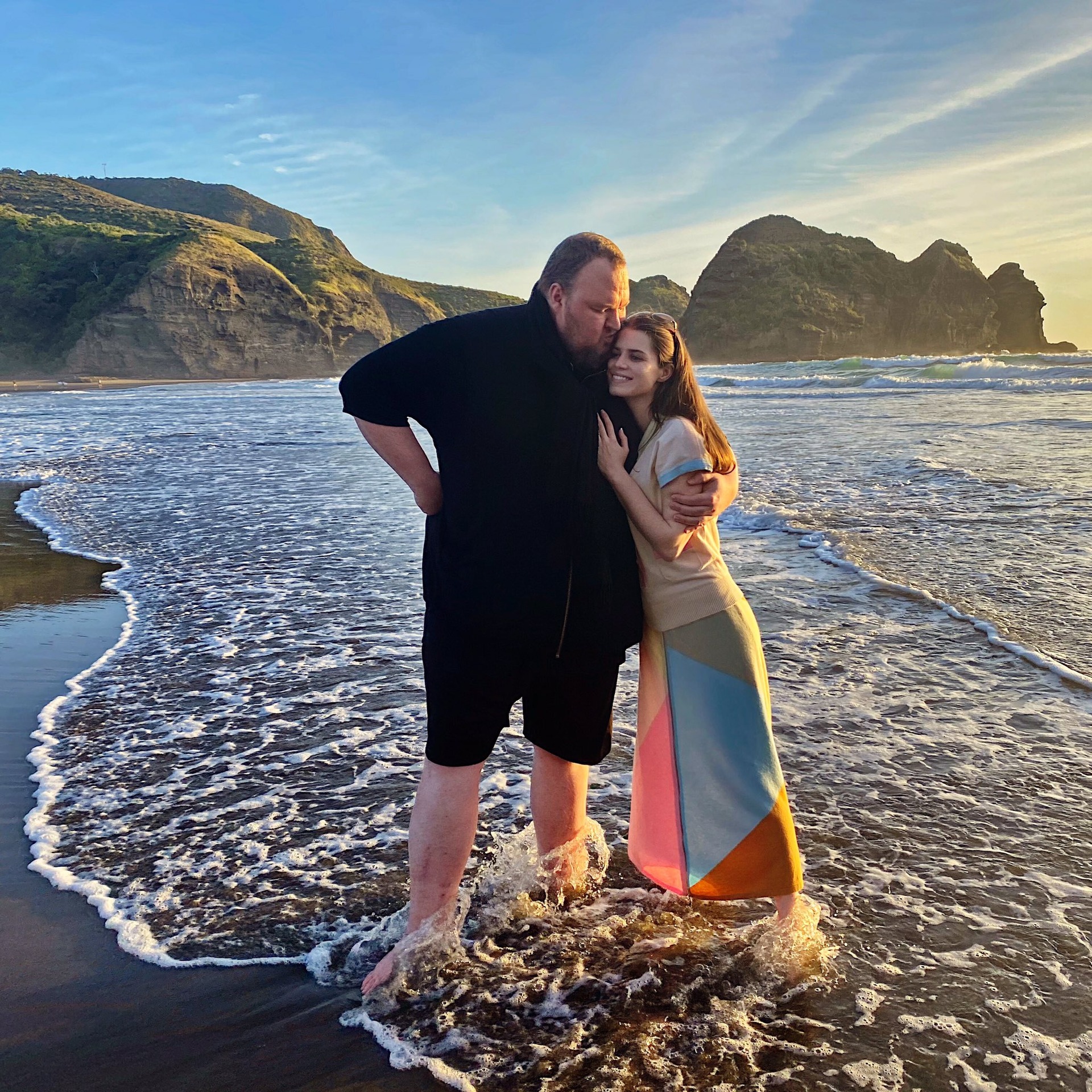 Kim Dotcom and wife Liz Dotcom at Piha in Auckland. Photo / Supplied
