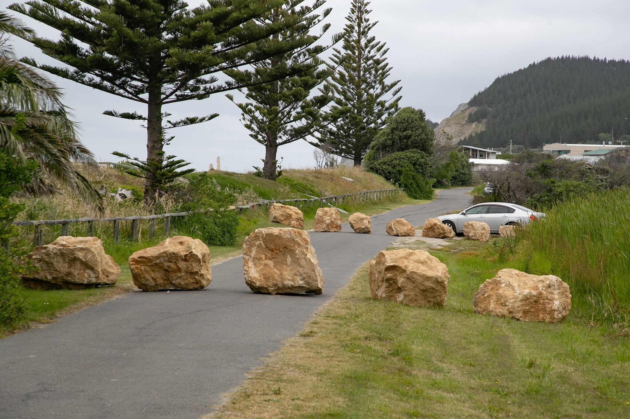 Public access along a sealed road at Waimarama Beach has been blocked off. Photo / Warren Buckland