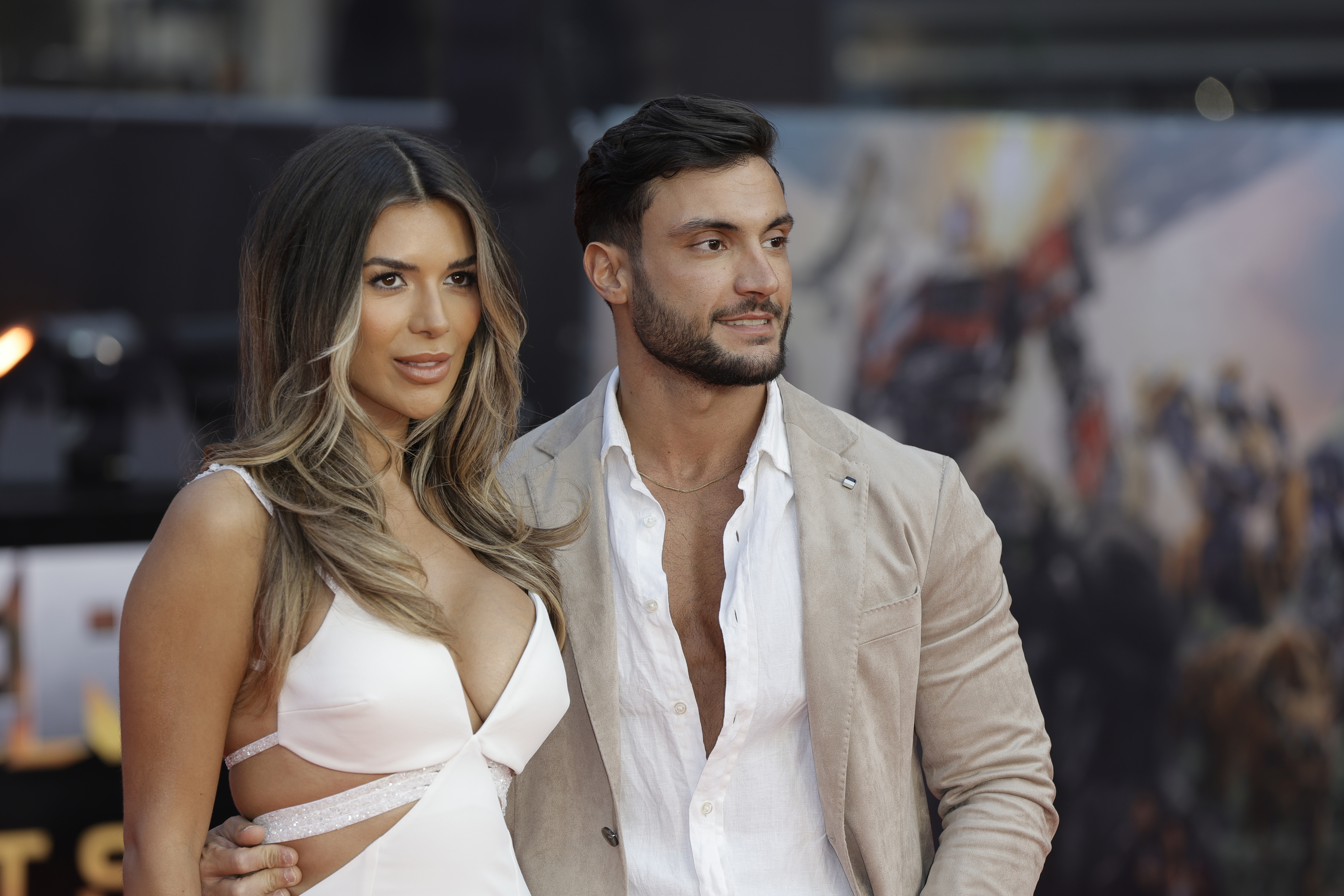 Ekin-Su Cülcüloğlu and Davide Sanclimenti attend the European Premiere of Paramount Pictures' 
