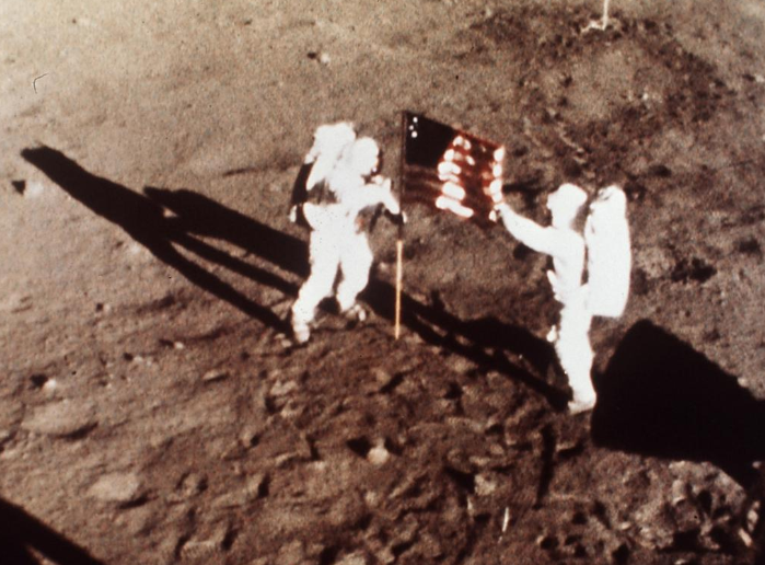 Neil Armstrong and Buzz Aldrin on the moon. Photo / NASA
