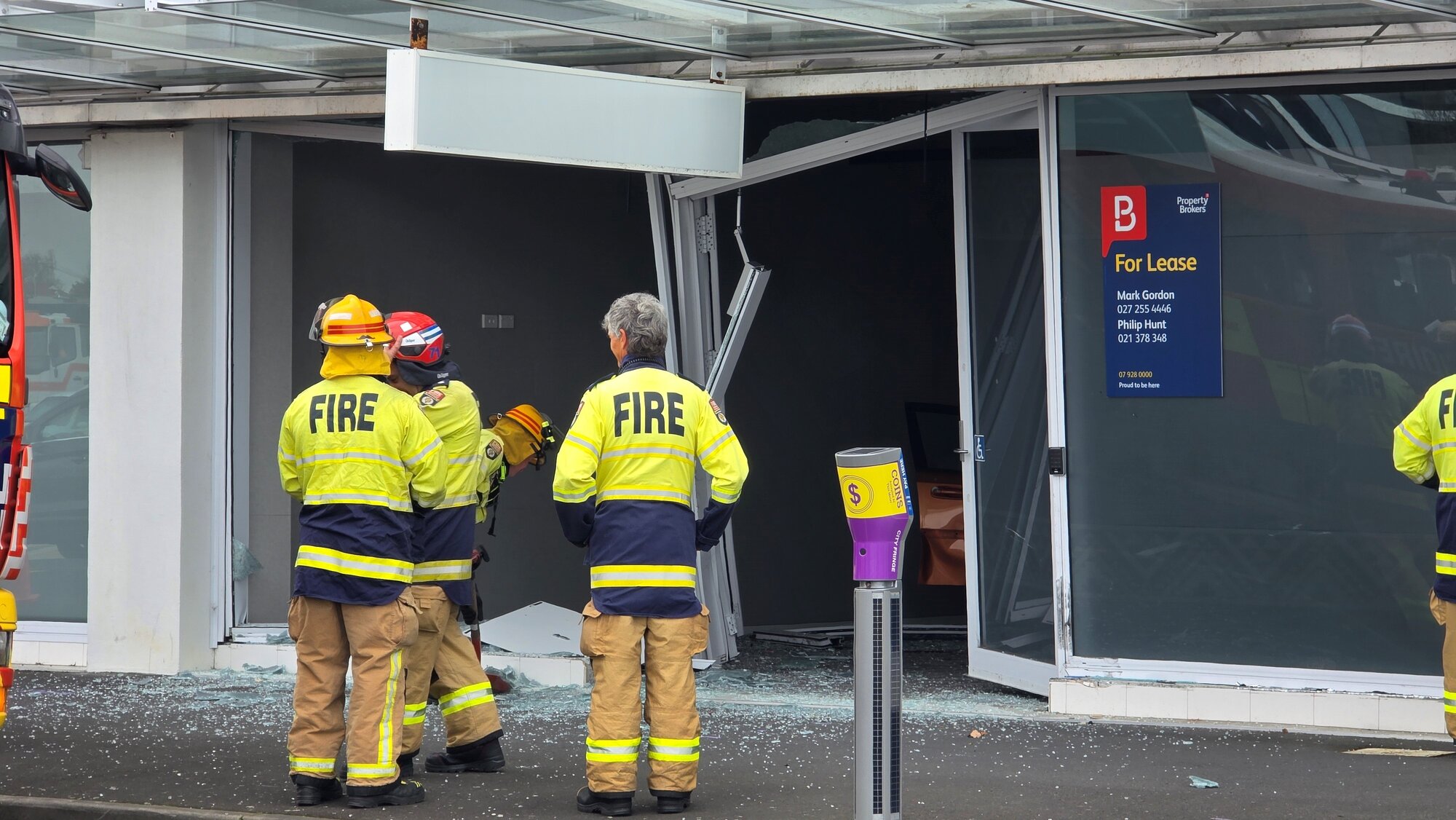  Emergency services are at the scene where a car crashed into a building on 3rd Ave, Tauranga. Photo / Cameron Avery