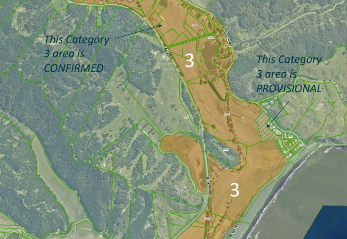 More land in Tangoio, where a housing development had begun, has been provisionally placed in Category 3. Photo / Hawke's Bay Regional Council