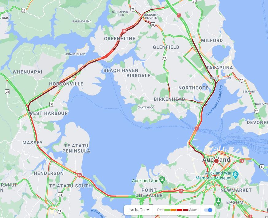 Auckland Traffic Congestion Map Auckland Harbour Bridge: Today's Traffic Congestion Officially Worse Than  Yesterday - Nz Herald