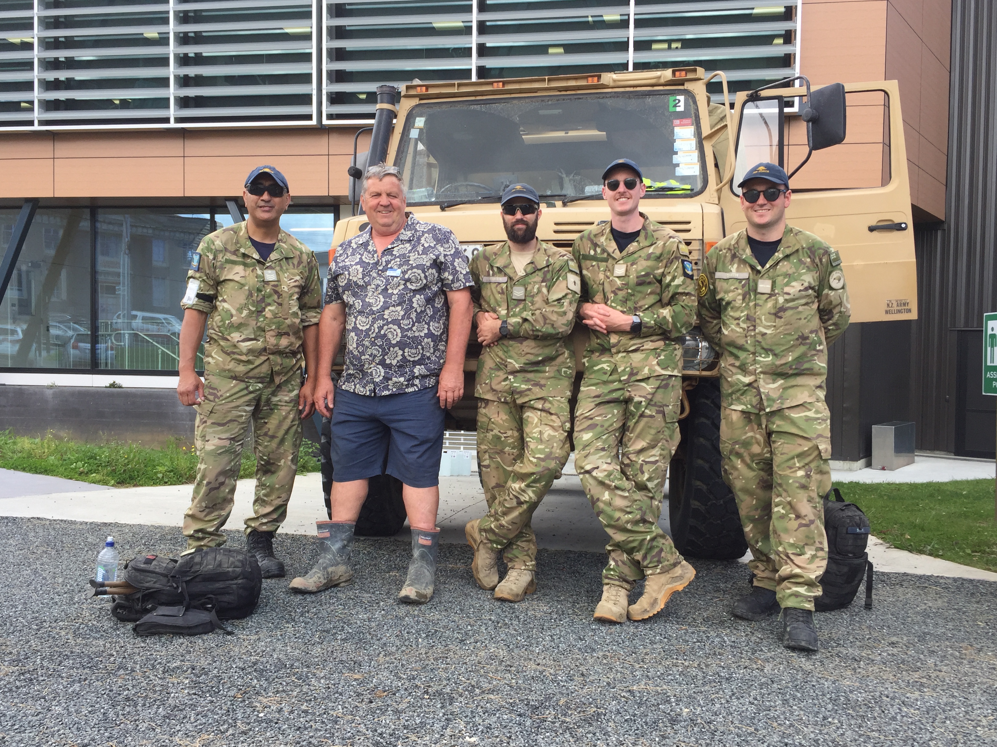 Kaipara Mayor Craig Jepson in Dargaville in February with an army unimog and crew helping with the Cyclone Gabrielle response. Photo / Susan Botting