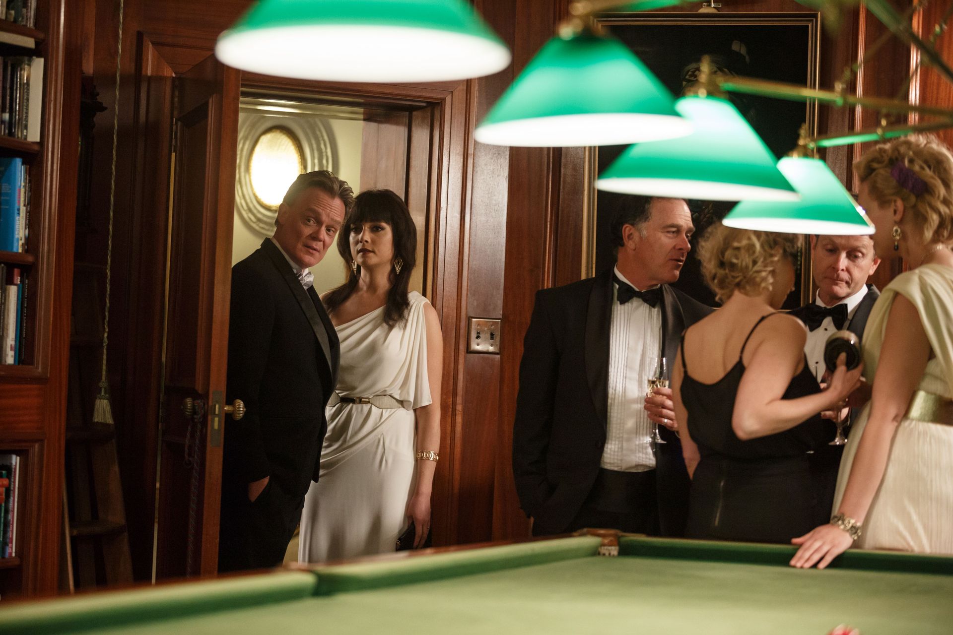 Tobeck (far left) with Antonia Prebble at a swingers party in 