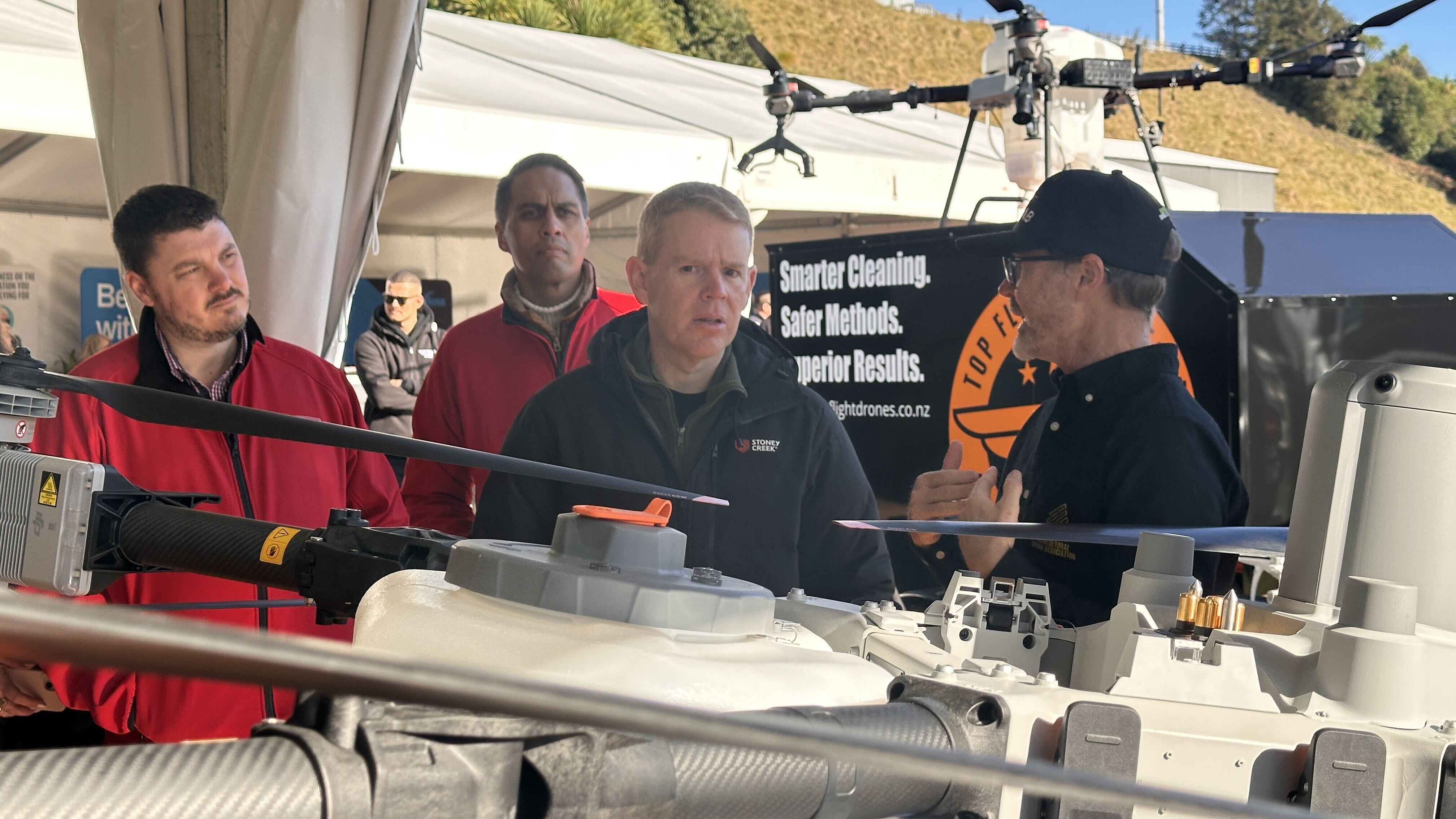 Labour leader Chris Hipkins spoke to a number of exhibitors at Fieldays today. Photo / Jamie Ensor