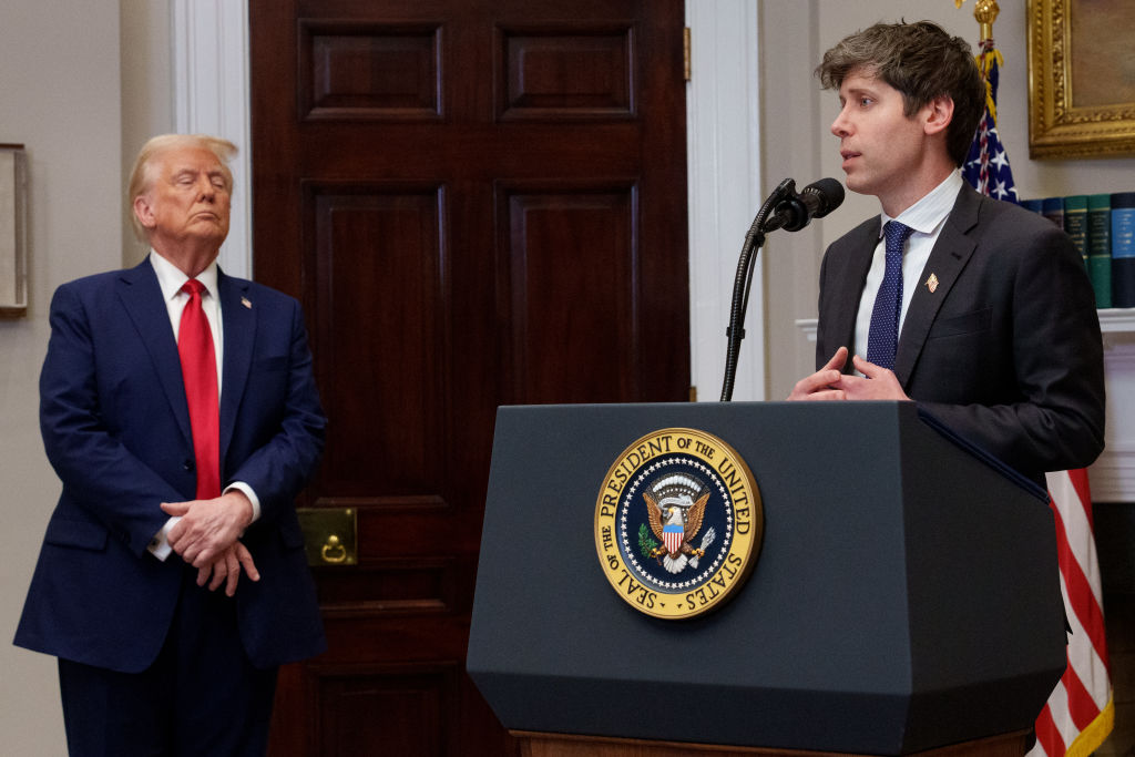 Sam Altman, CEO and chair of ChatGPT maker OpenAI, was relegated to a spillover room during Trump's inauguration. But he appeared with the president just days later for the Stargate announcement. Photo / Getty Images