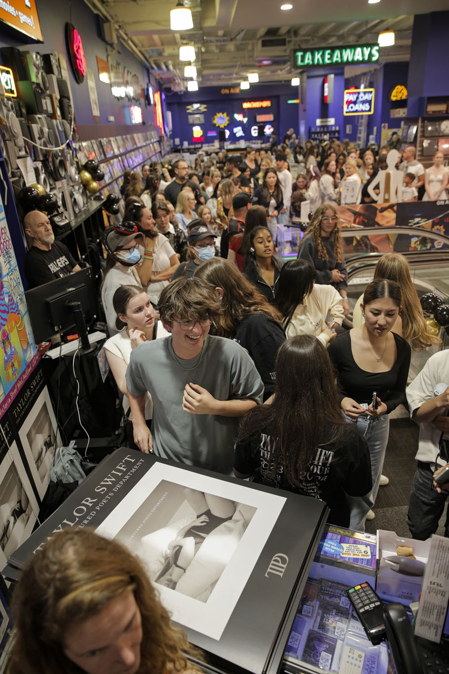 Swiftie mania was on full show at Real Groovy in Auckland today. Photo / Alex Burton