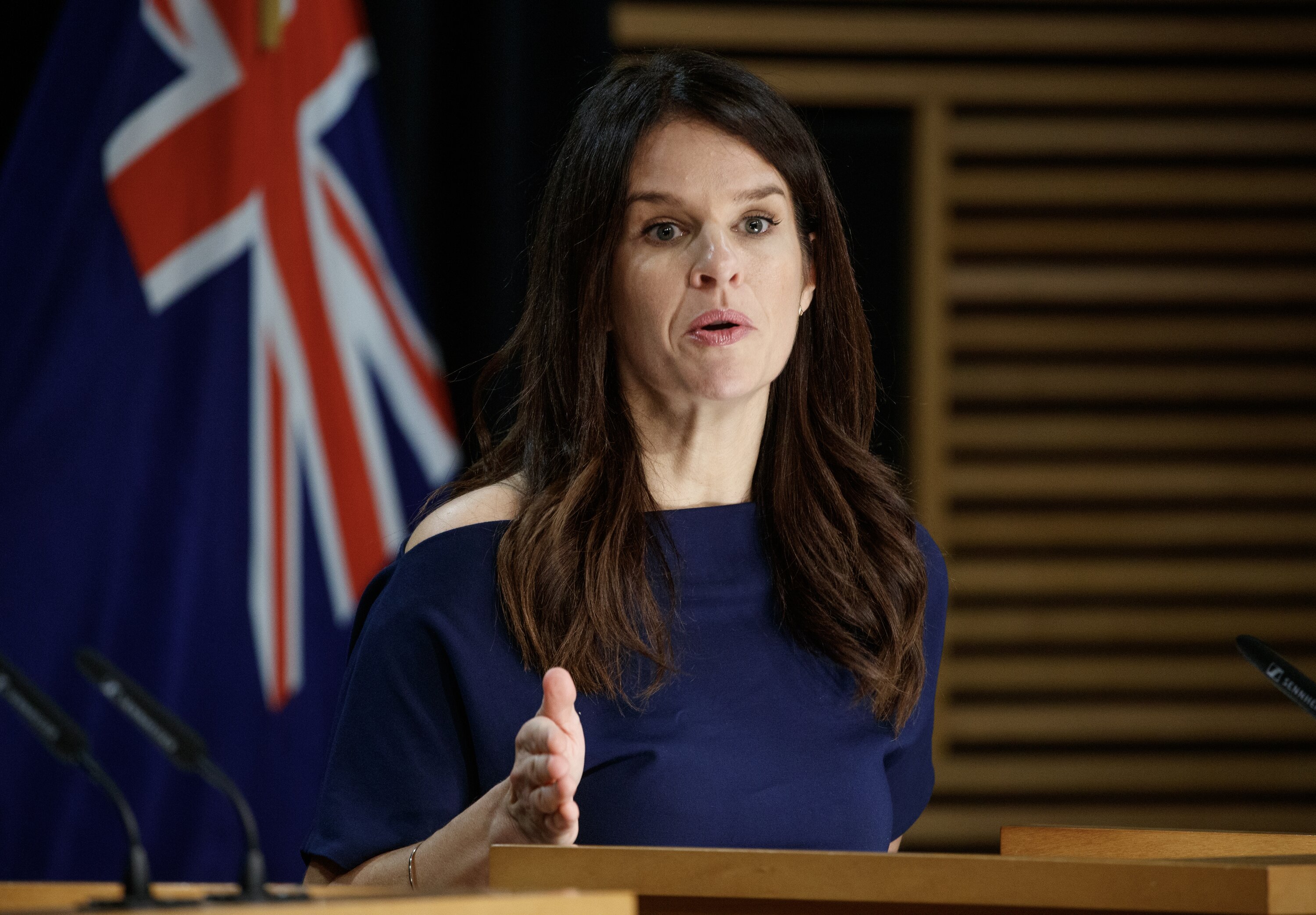 Education Minister Erica Stanford during the post-Cabinet press conference in the Beehive. Photo / Mark Mitchell