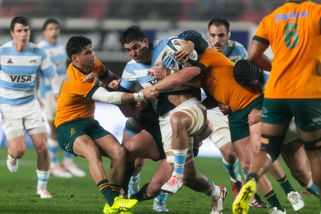 Pablo Matera is tackled against the Wallabies. Photo / Getty Images