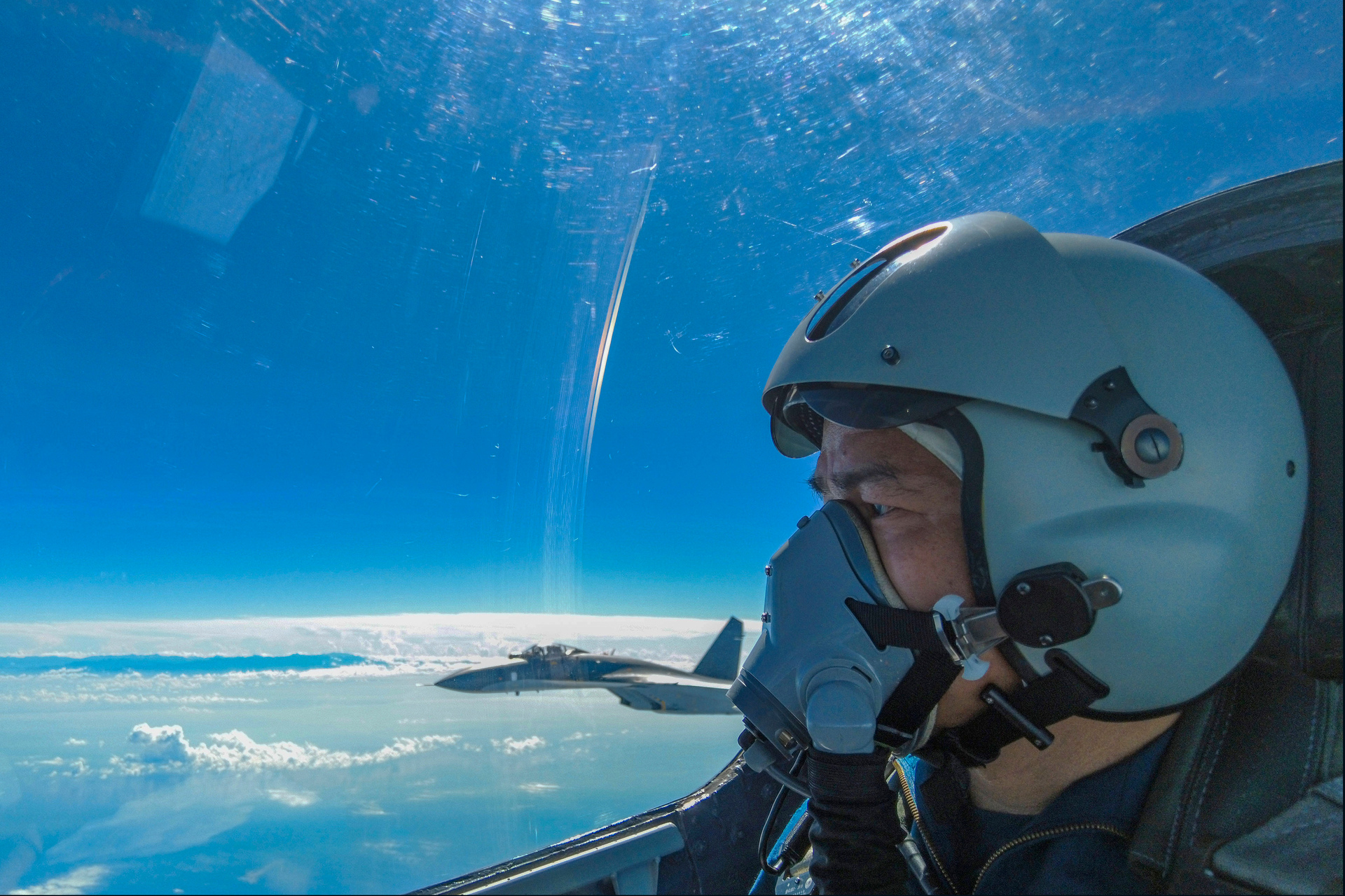 An air force pilot from the Eastern Theater Command of the Chinese People's Liberation Army over Taiwan. Photo / Xinhua News Agency via AP