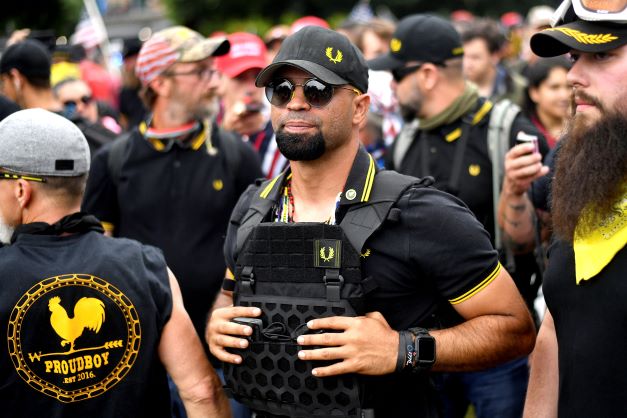 Proud Boys leader Enrique Tarrio at a rally in Portland, Oregon in 2019. The seditious conspiracy trial of Tarrio and four lieutenants after the US Capitol riot has begun in Washington. Photo /AP