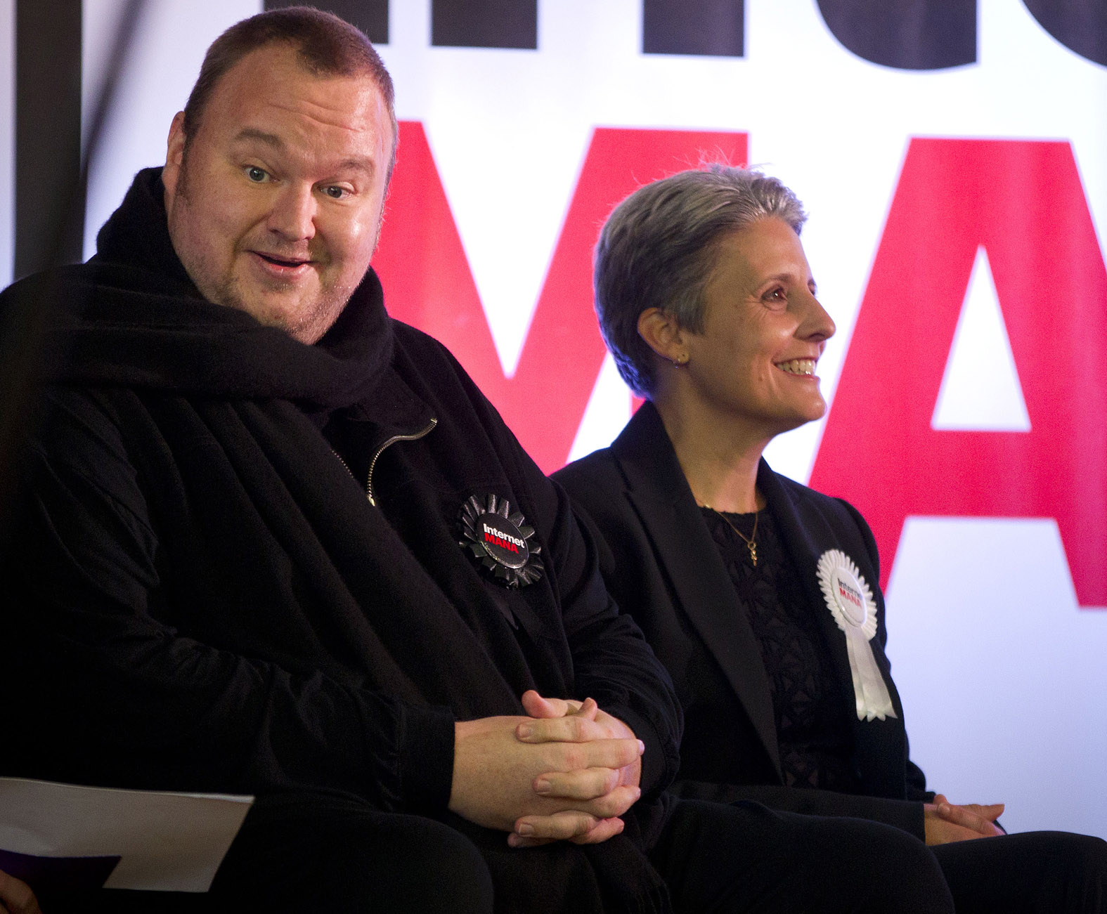 Kim Dotcom (left) and Laila Harre, former leaders of the Internet Party. Photo / Sarah Ivey 