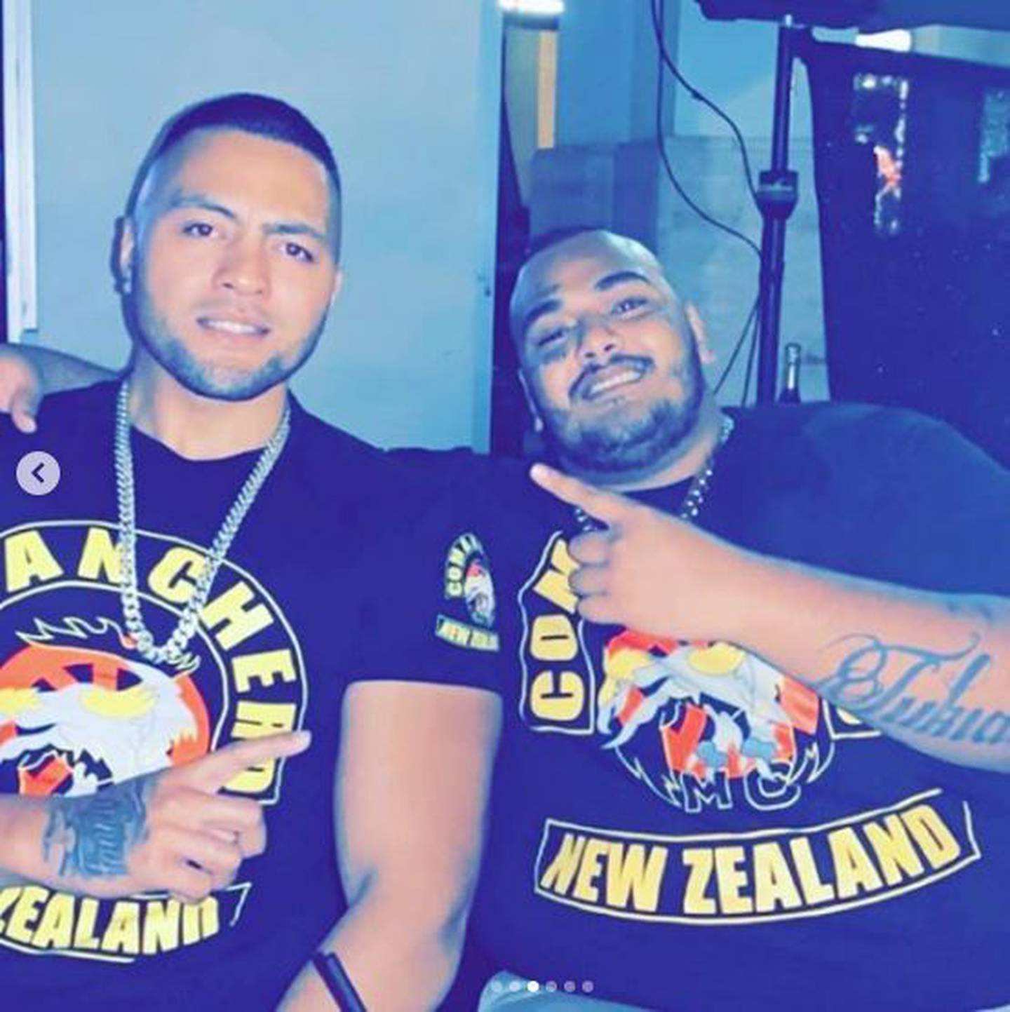 Tyson Daniels, left, is the Comancheros vice-president and Jarome Fonua is the gang's secretary. Photo / Supplied