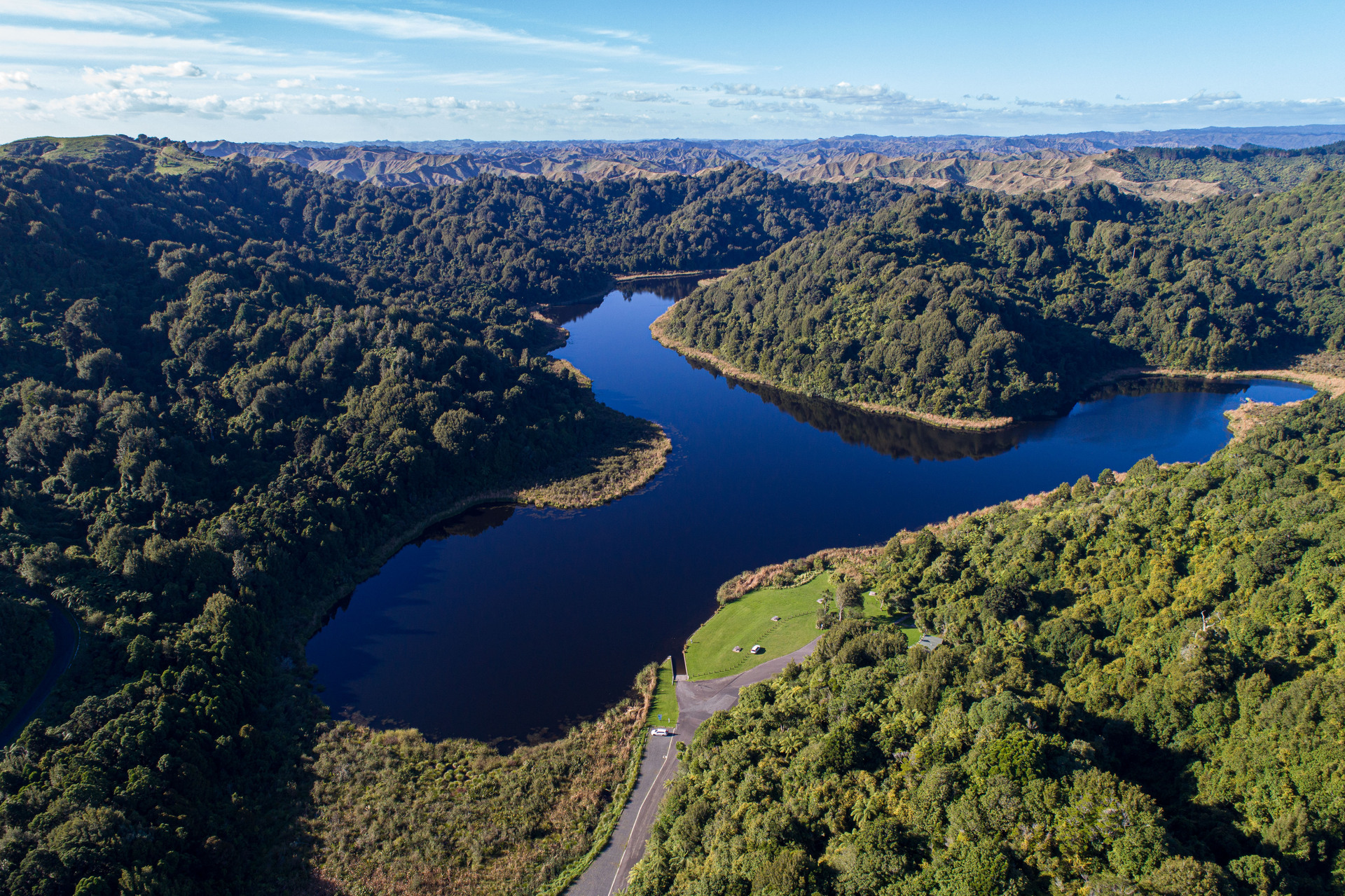 Rotokare Scenic Reserve by day. Photo / Taranaki NZ