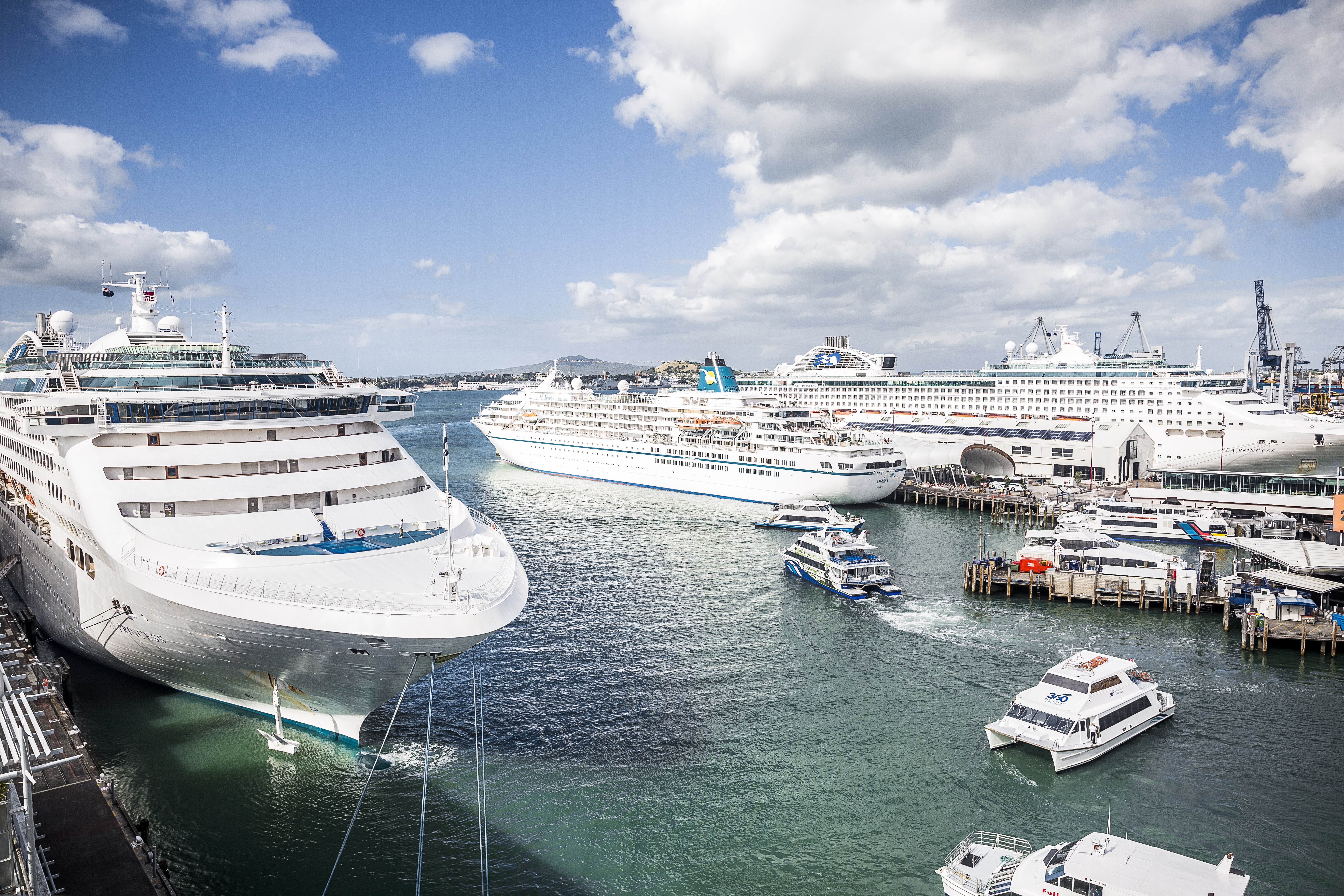 Cruise ships in Auckland.  The booming industry is putting more pressure on facilities.