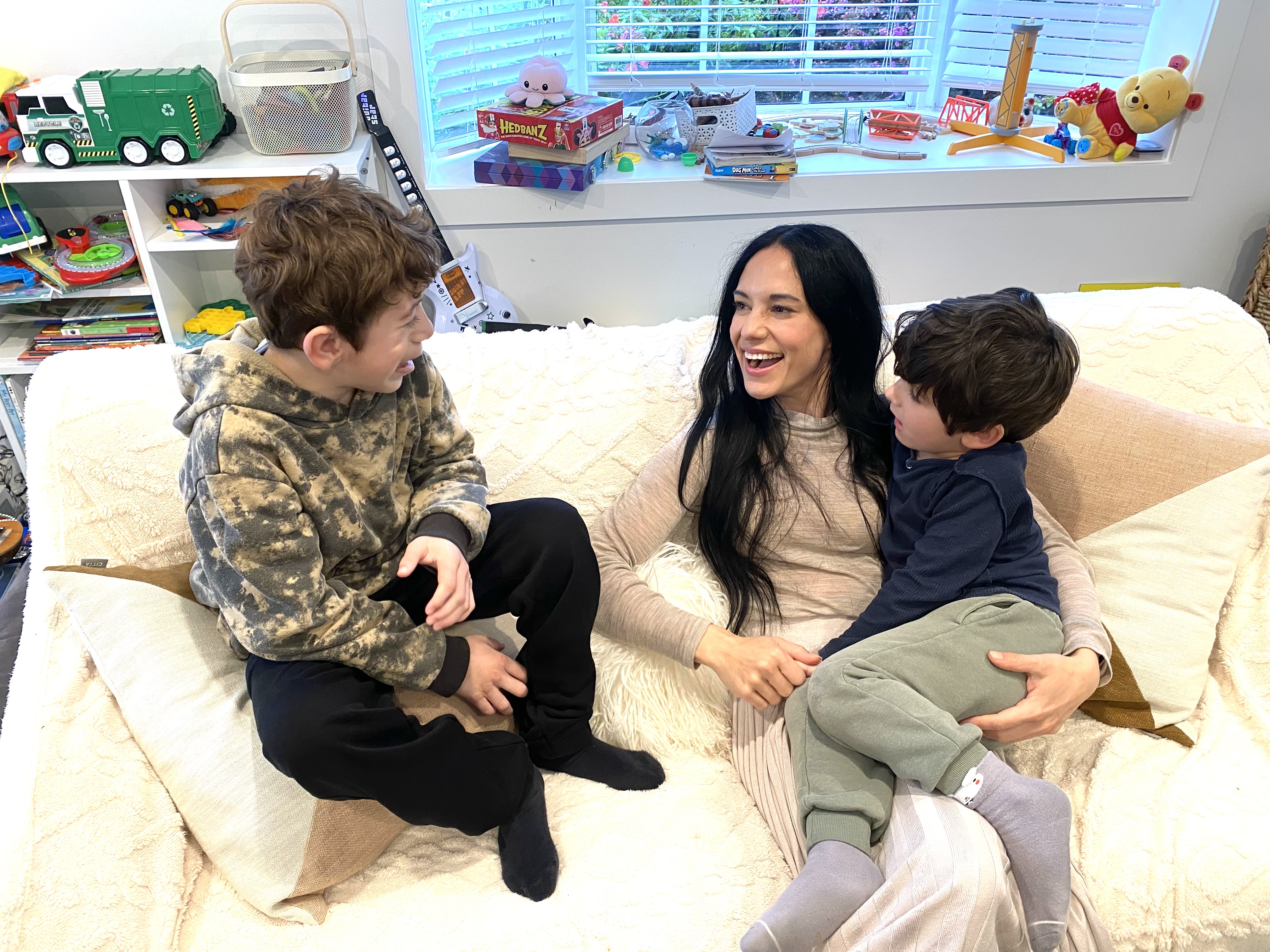 Medicinal cannabis advocate Katy Thomas and her sons Eddy and Harry.