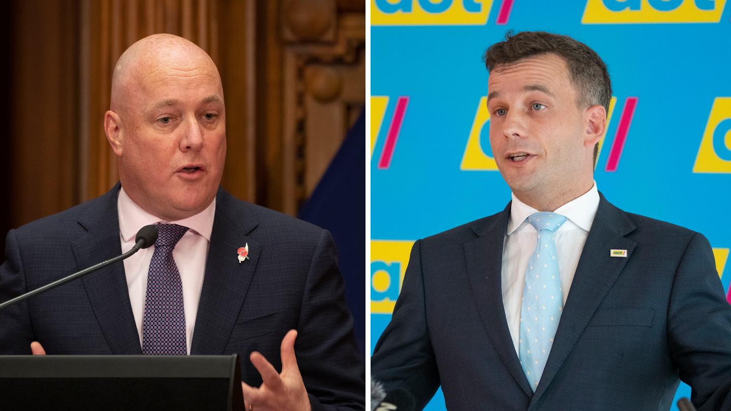 National leader Christopher Luxon and Act leader David Seymour.
