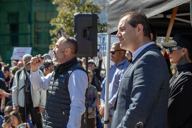 Billy Te Kahika and Jami-Lee Ross of the Advance Party. Photo / Peter Meecham