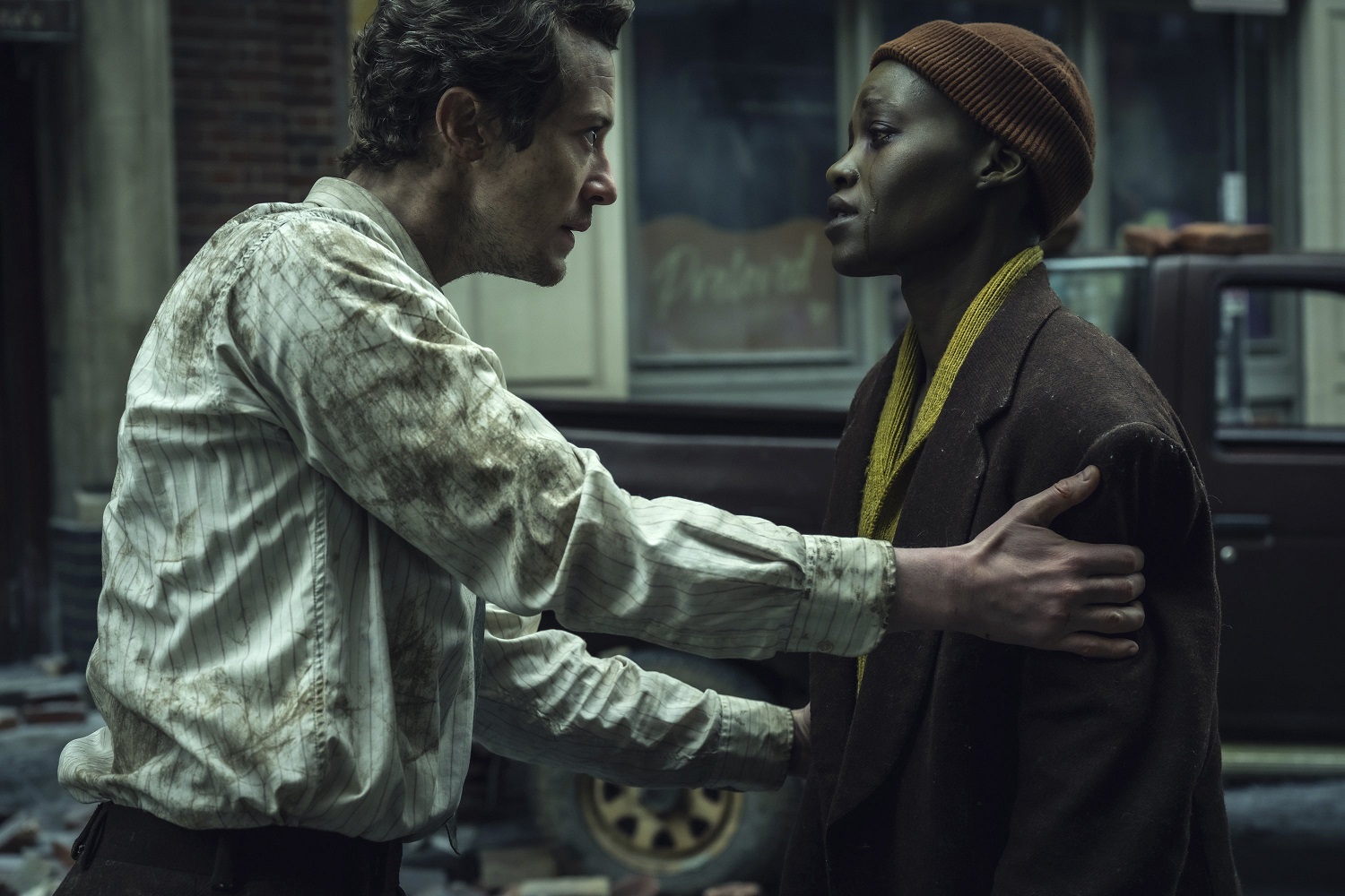 Joseph Quinn and Lupita Nyong'o in a scene from A Quiet Place: Day One. Photo / AP