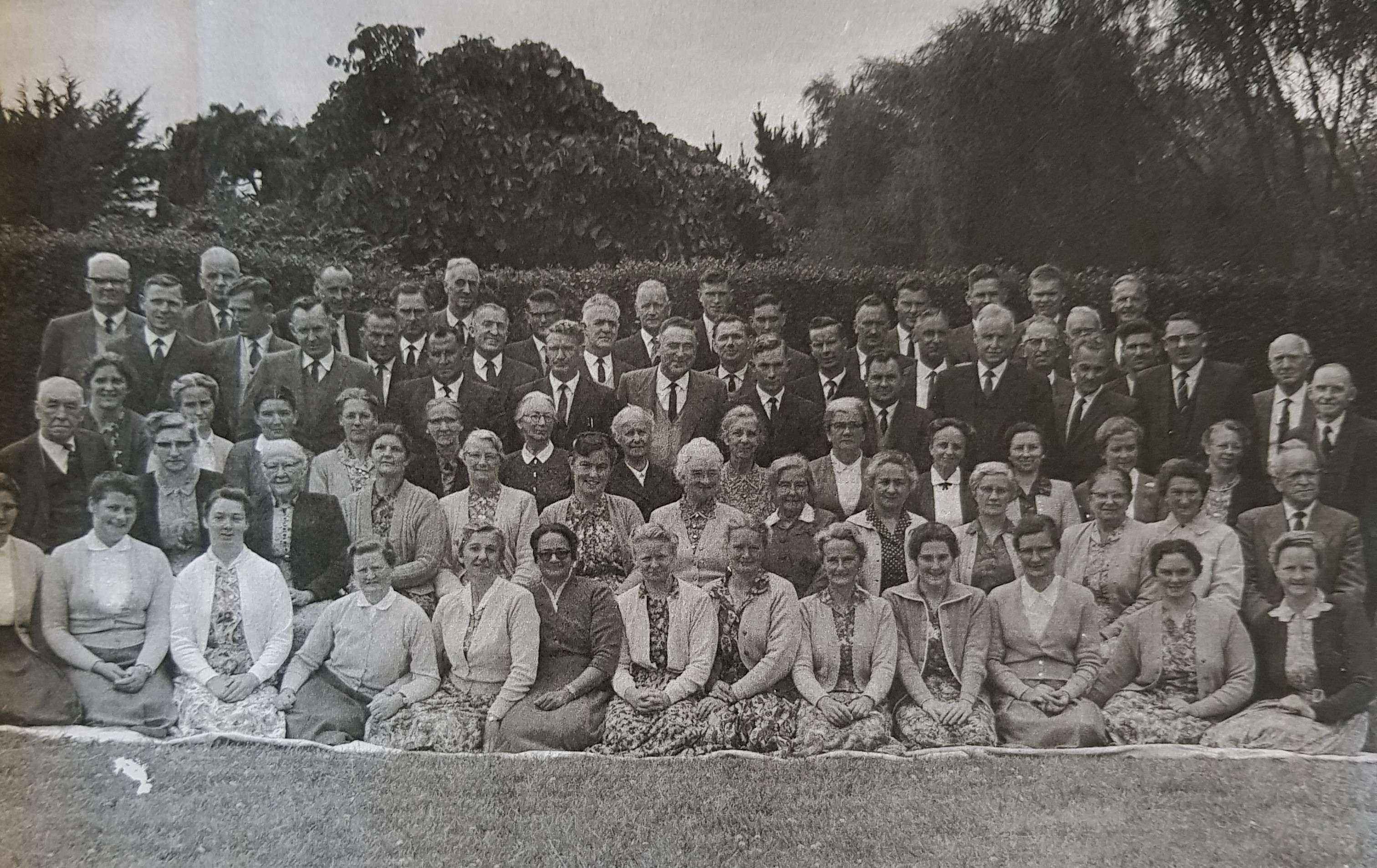 A photo of members of the Truth or the Two by Twos church, taken in Masterton in 1962. Photo / Supplied 