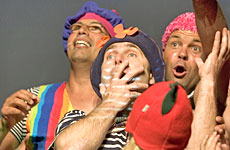 Thomas Hinz, pictured centre, established Circus Kumarani in 2003 and led many performances over the years. Photo / Richard Robinson