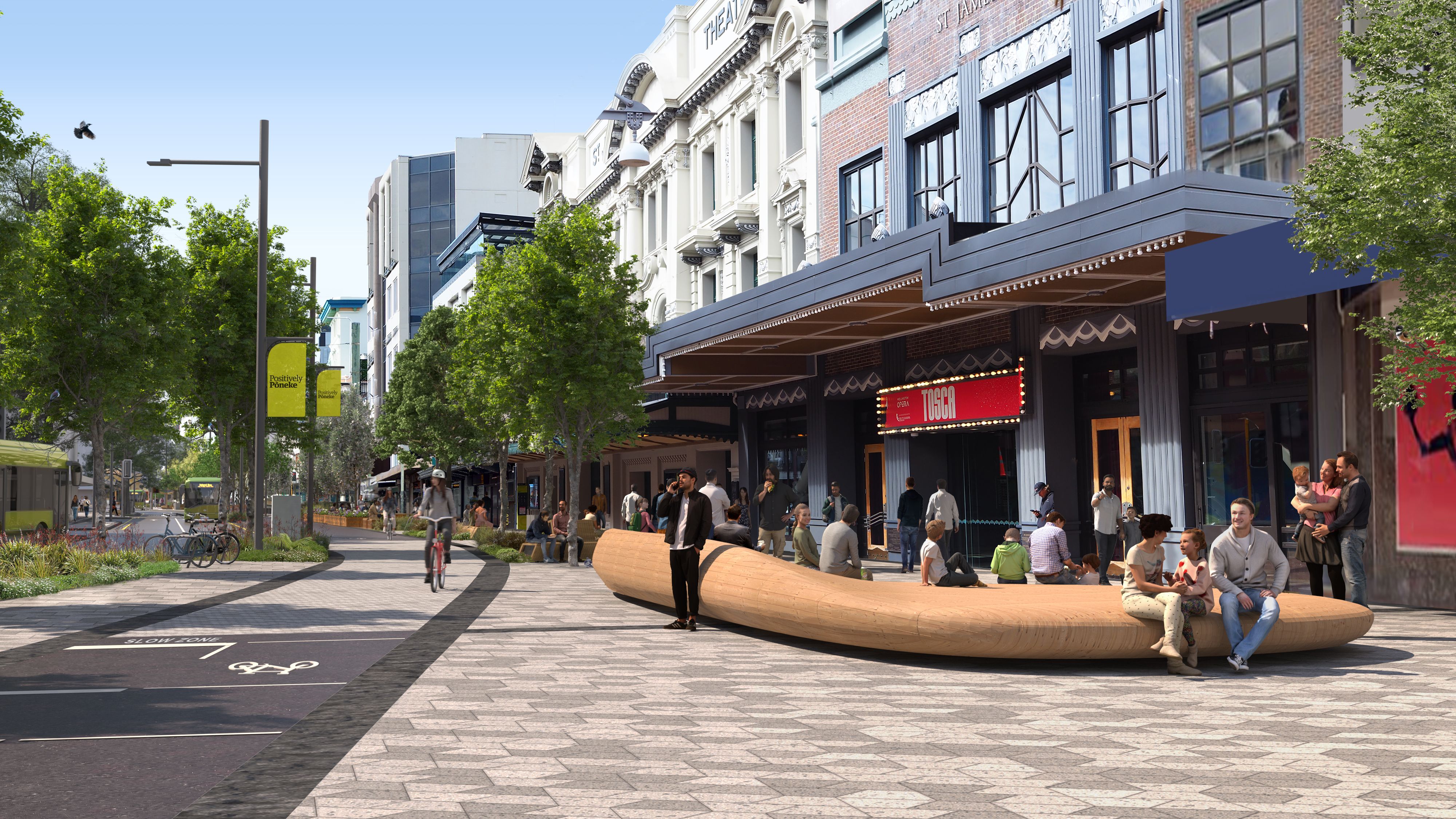 Wellington City Council has released its new design for the Golden Mile on Courtenay Place. Photo / WCC