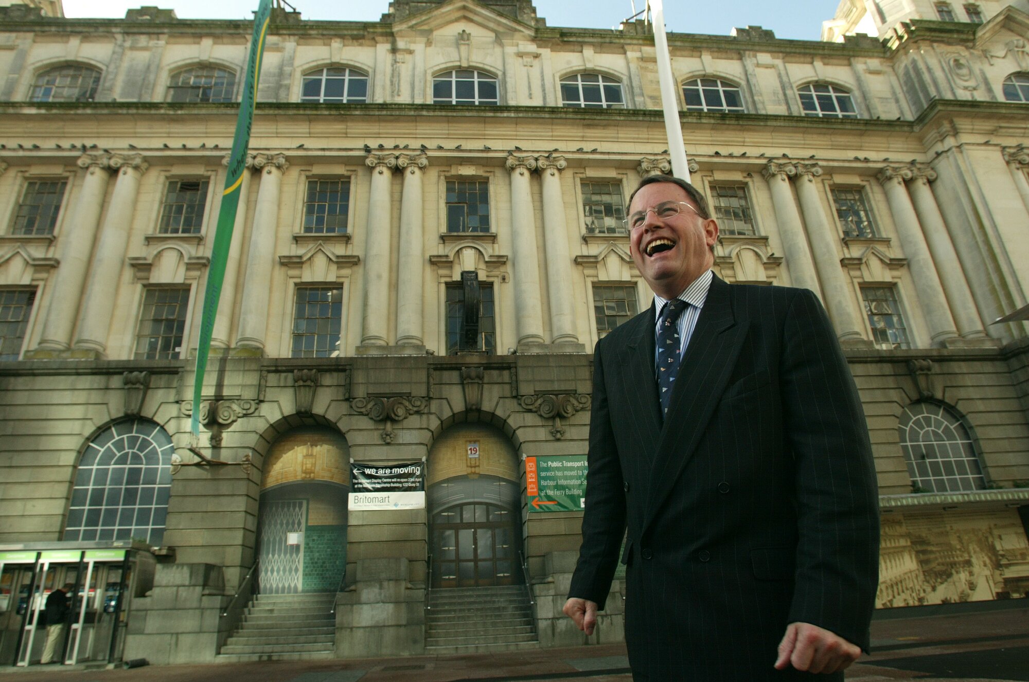 Former Auckland City Mayor John Banks outside the Chief Post Office, the building that would house the new Britomart transport project. Photo / Brett Phibbs  