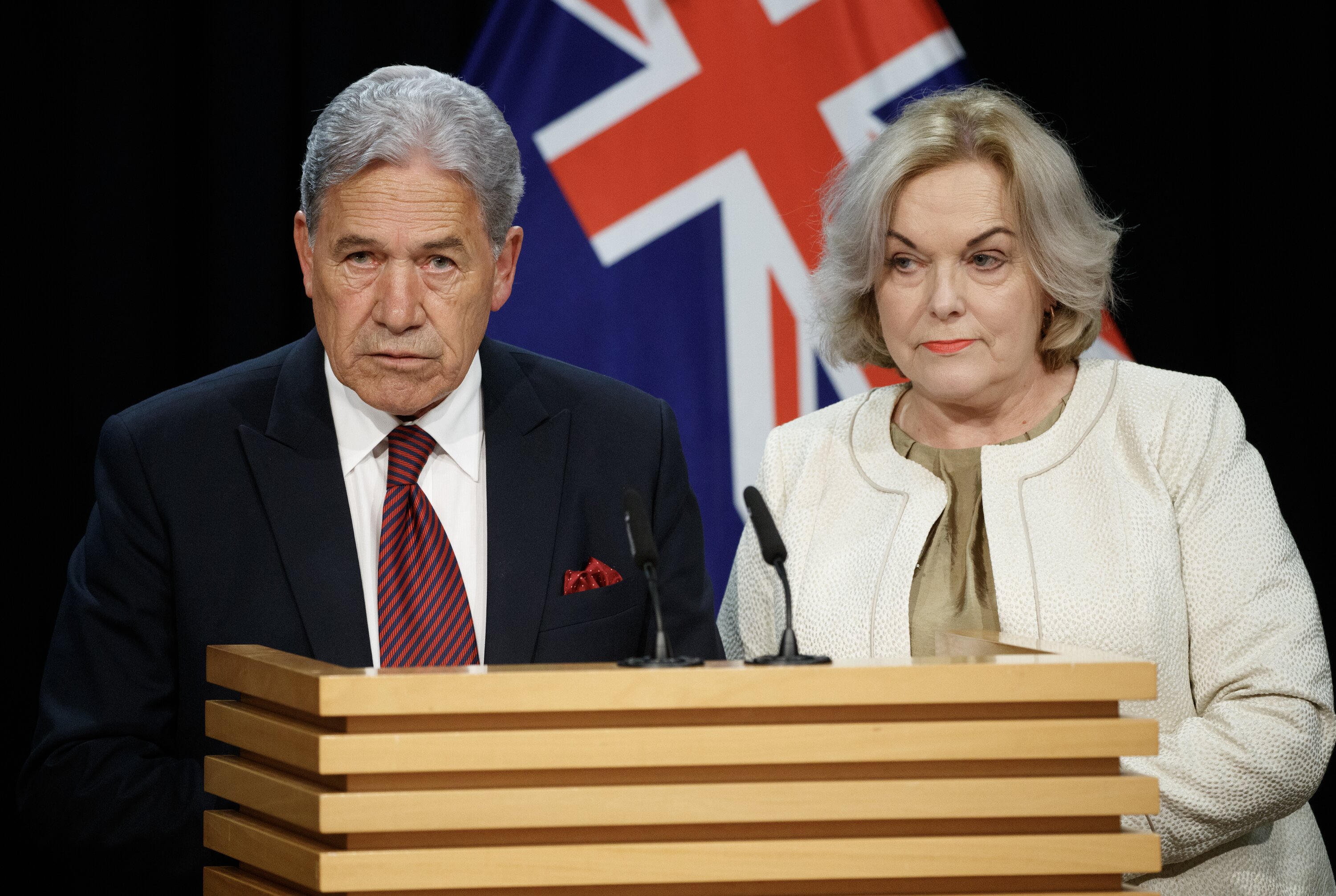 Foreign Affairs Minister Winston Peters and  Judith Collins are leading the way in Government to a closer alignment with the United States. Photo / Mark Mitchell