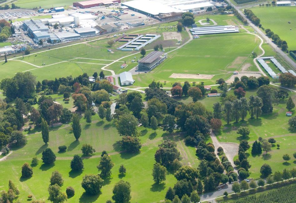 A bird's eye view of the sprawling showgrounds on the outskirts of Hastings. Photo / Supplied